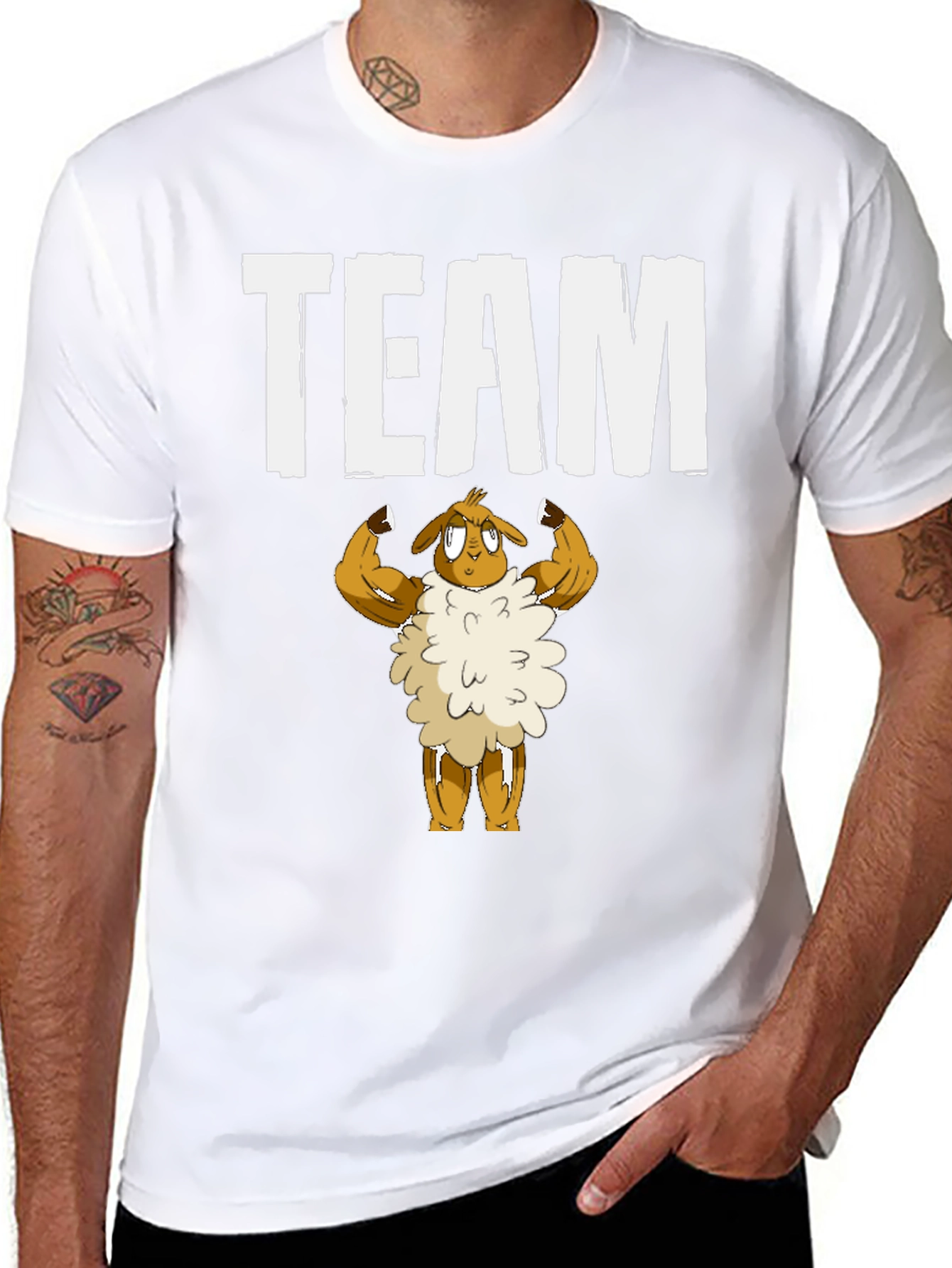 Team Sheep Muscle T-Shirt - Black Cotton Graphic Tee