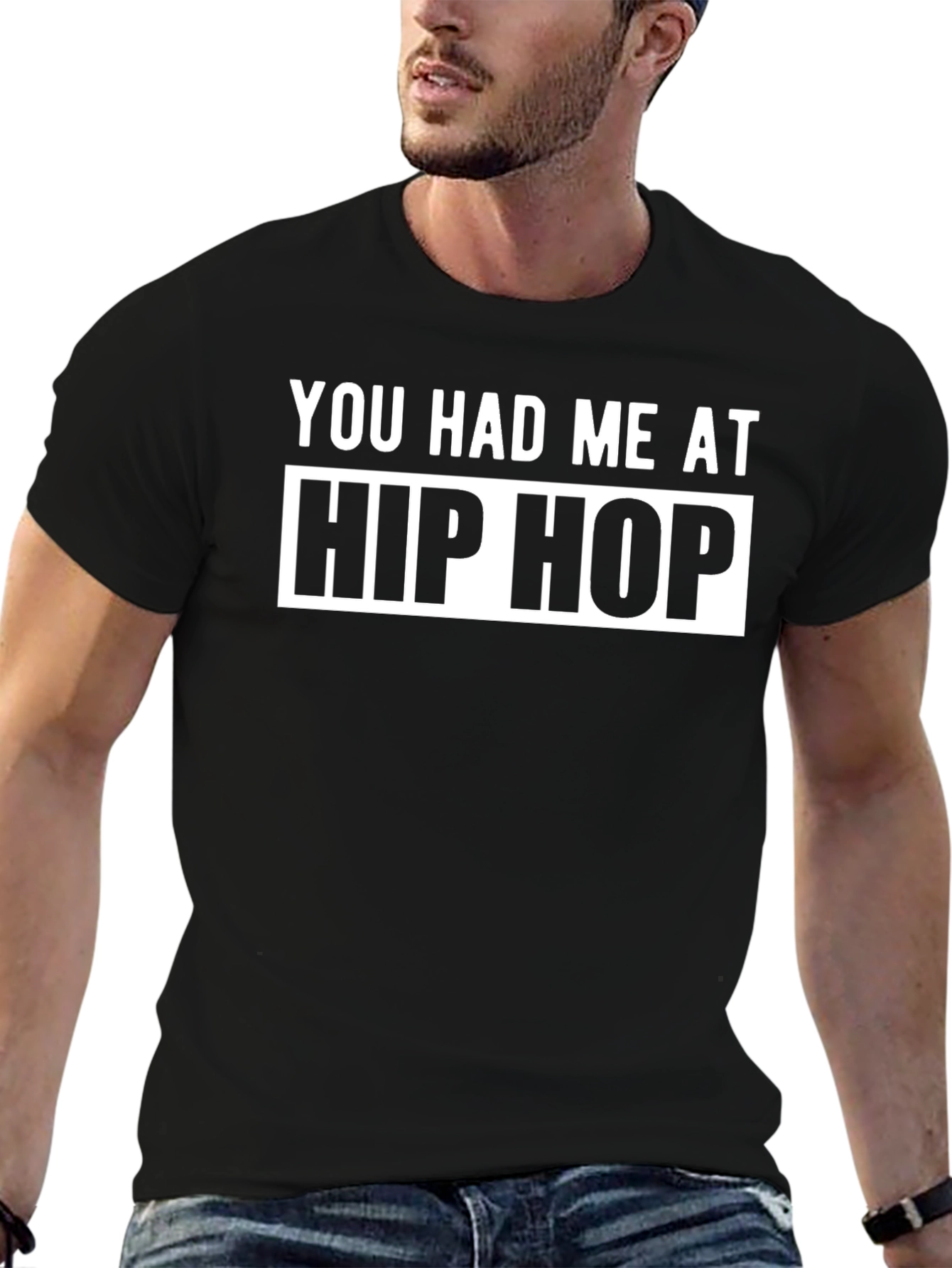 Hip Hop Slogan Black Graphic Tee