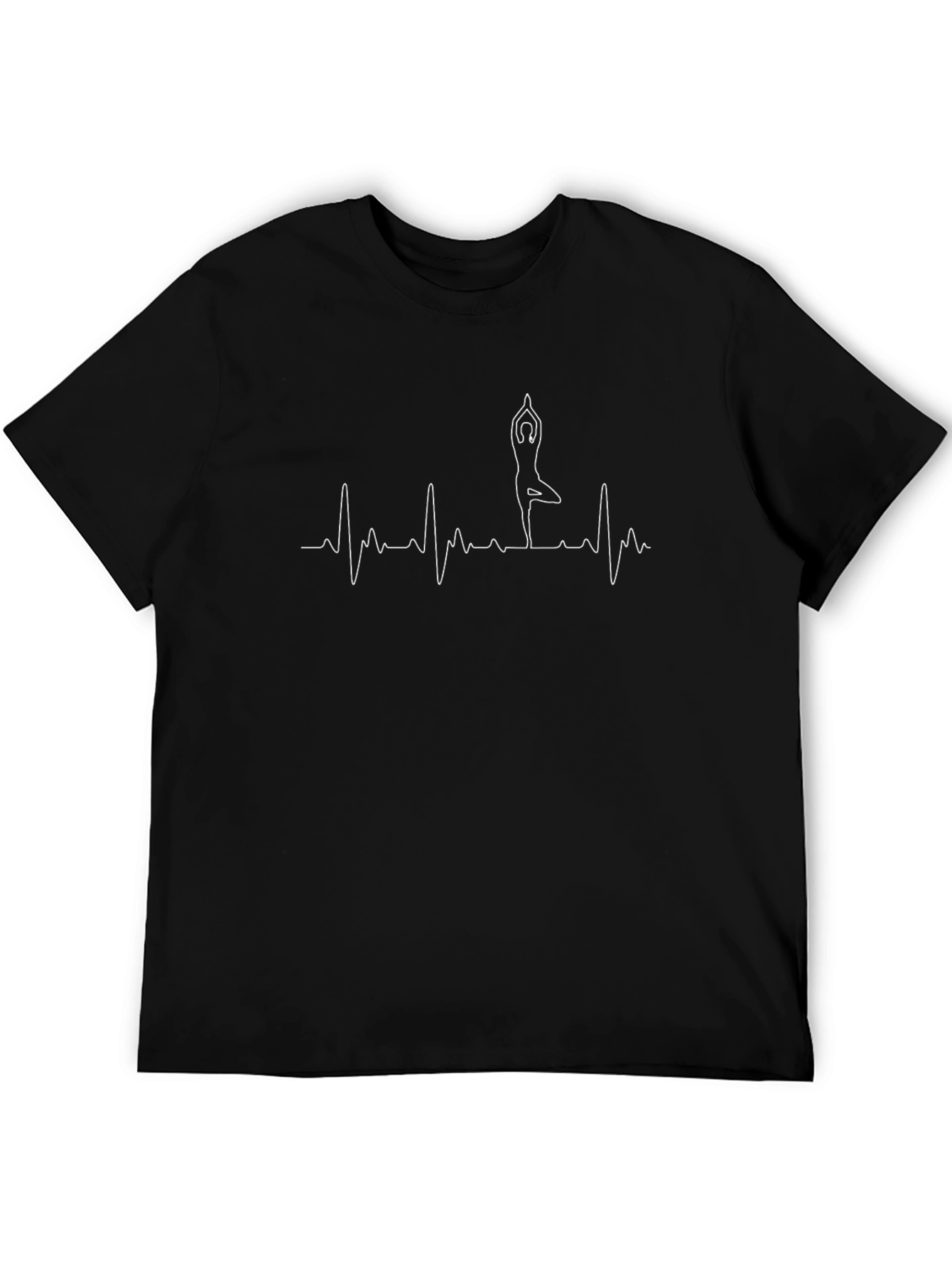 Yoga Heartbeat Graphic T-Shirt - Black