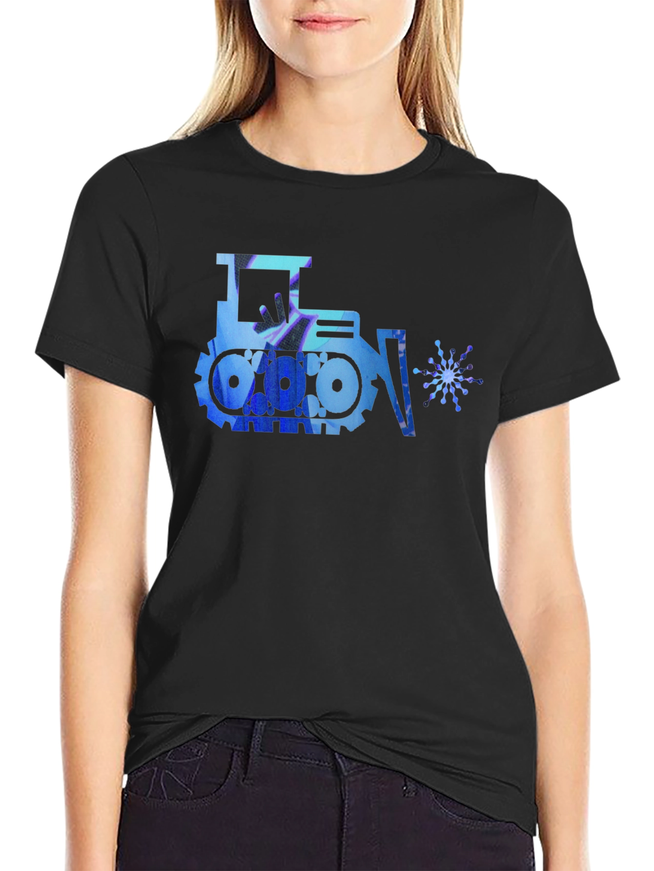 Bulldozer Graphic Tee - Black Cotton Blend