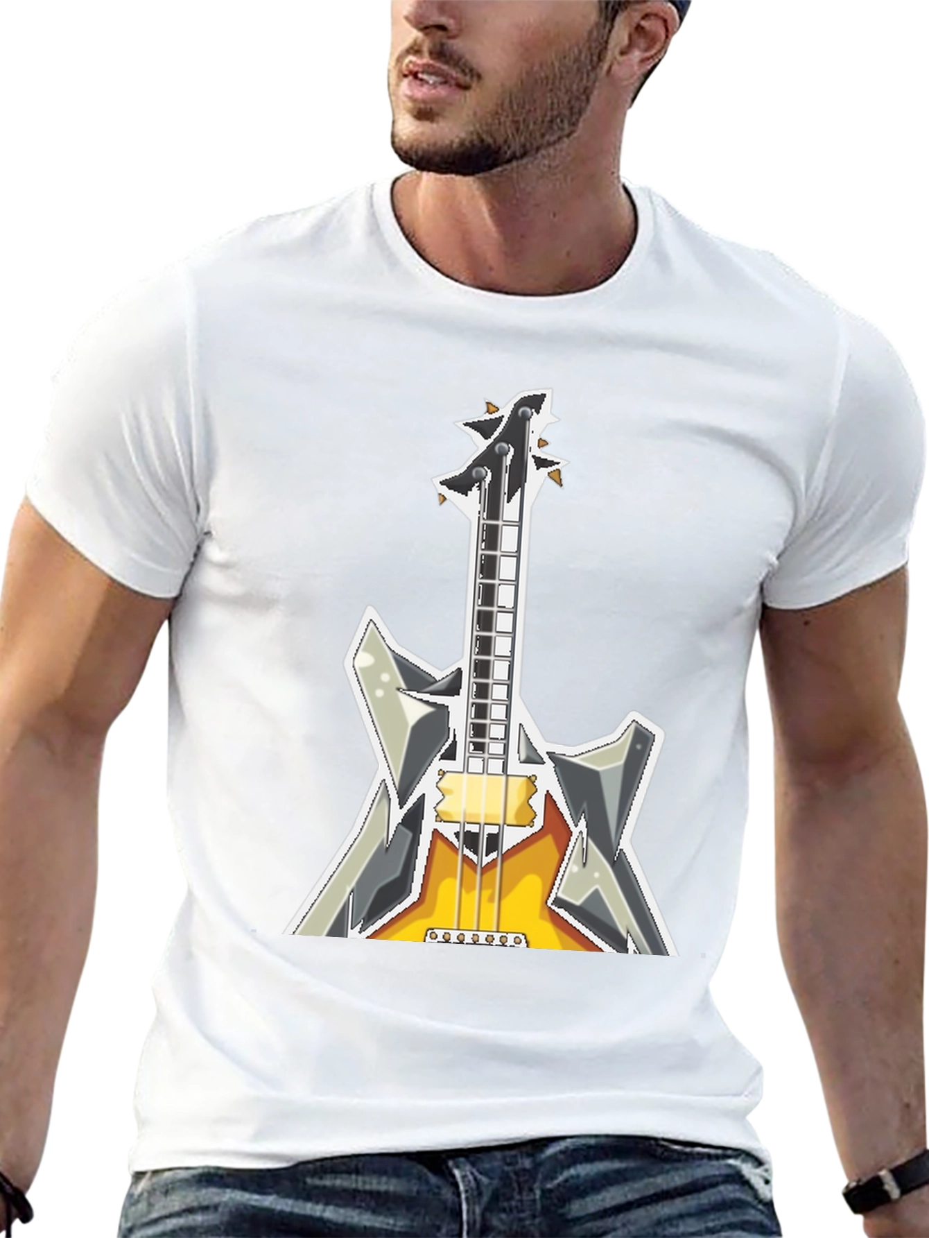 Electric Guitar Graphic T-Shirt - Black