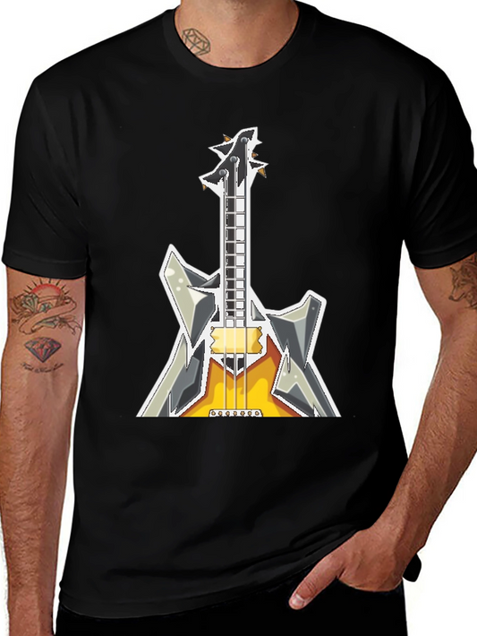 Electric Guitar Graphic T-Shirt - Black