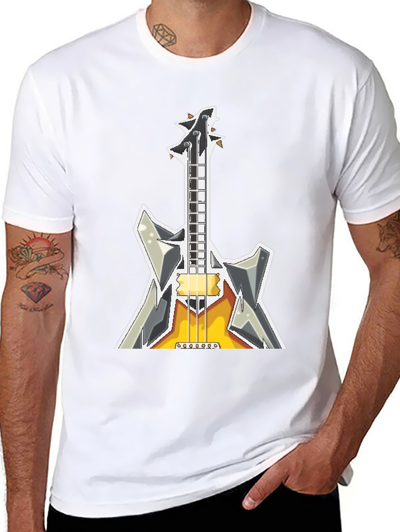 Electric Guitar Graphic T-Shirt - Black