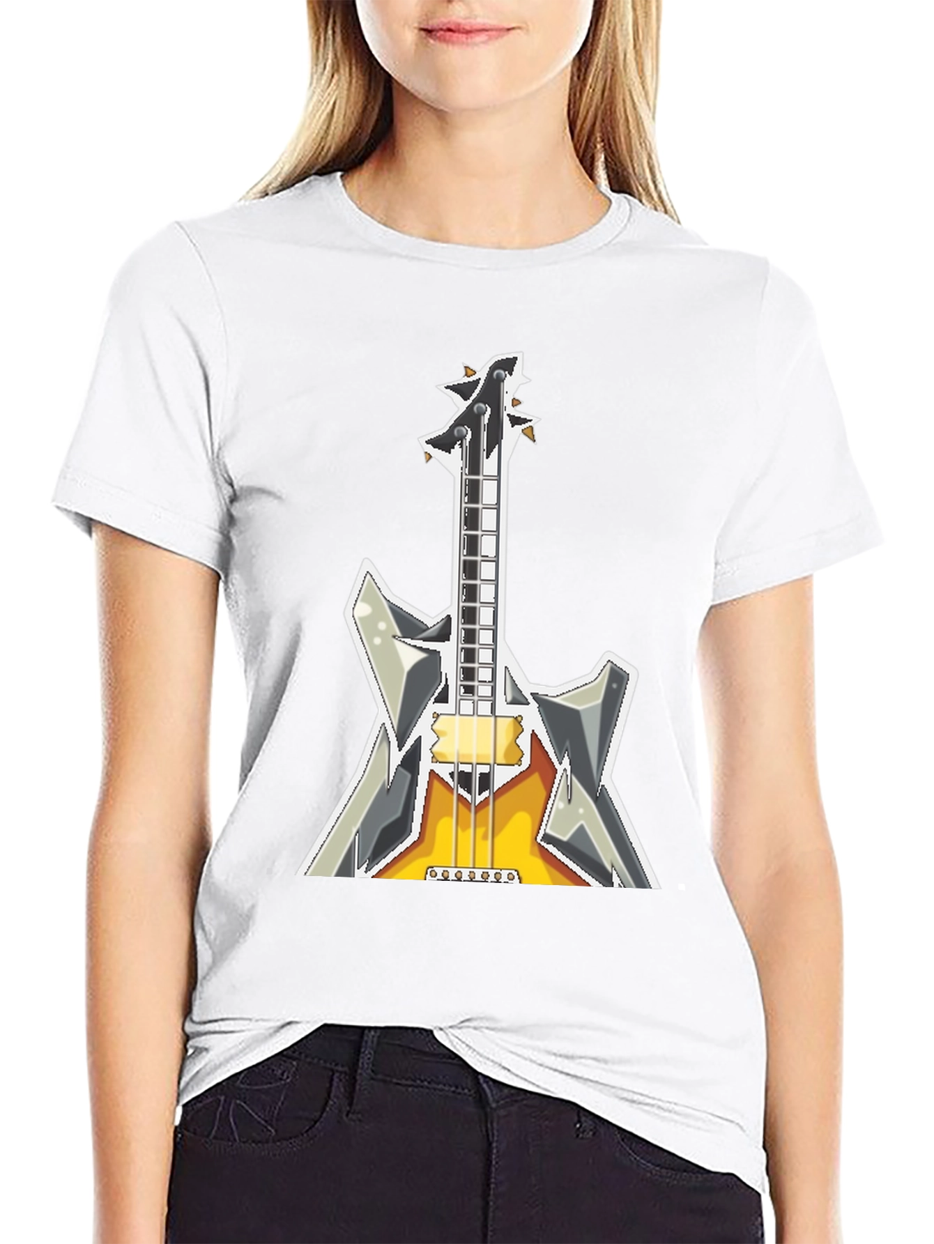 Electric Guitar Graphic T-Shirt - Black