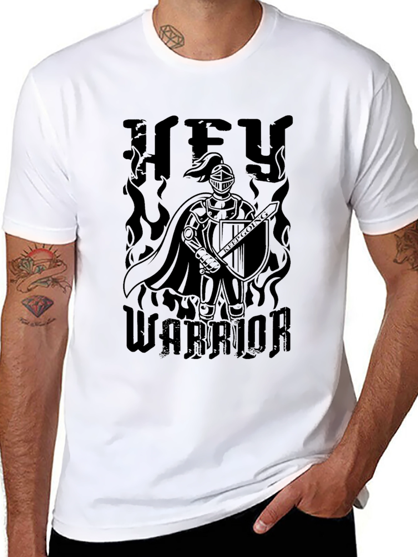 Hey Warrior Black Graphic T-Shirt