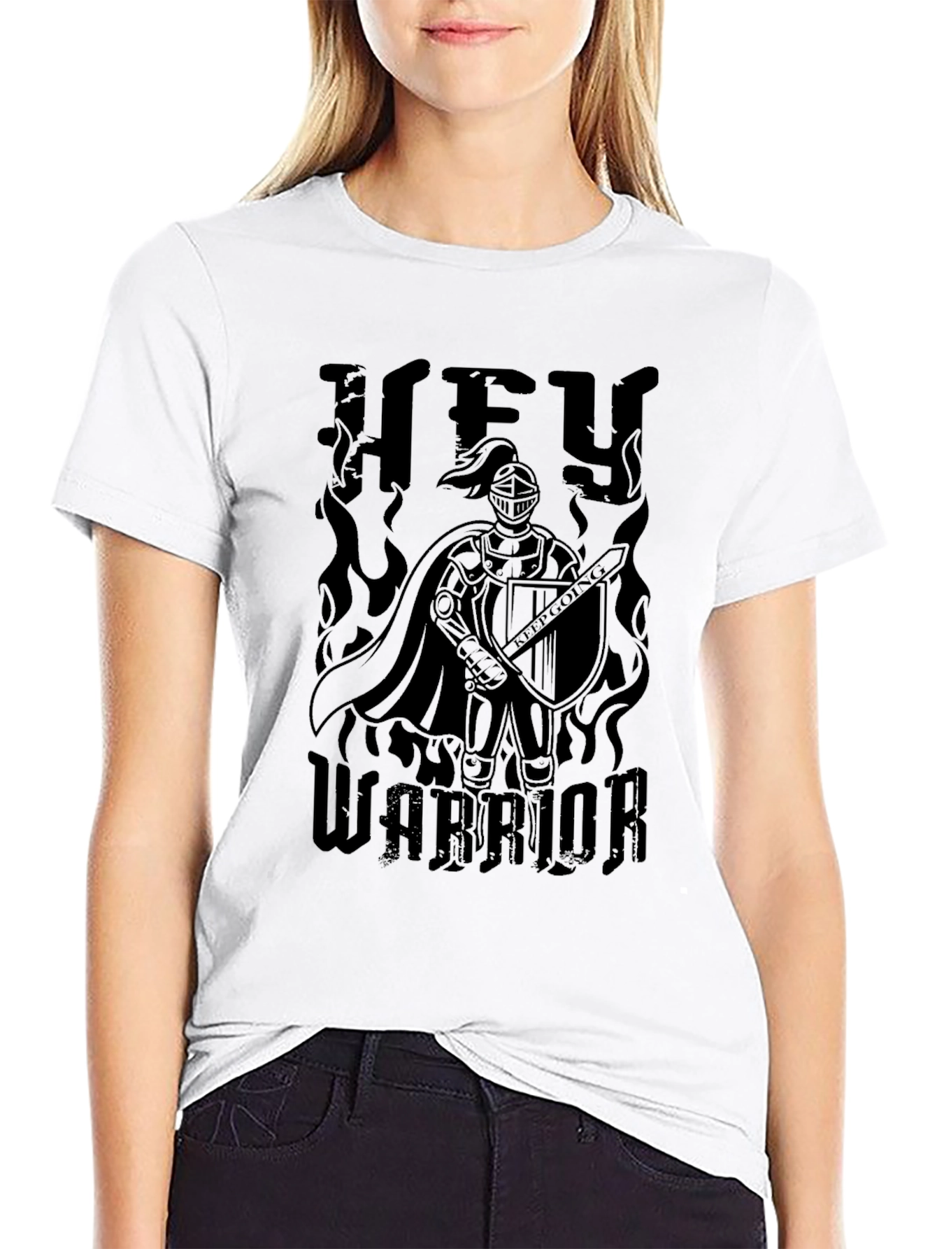 Hey Warrior Black Graphic T-Shirt