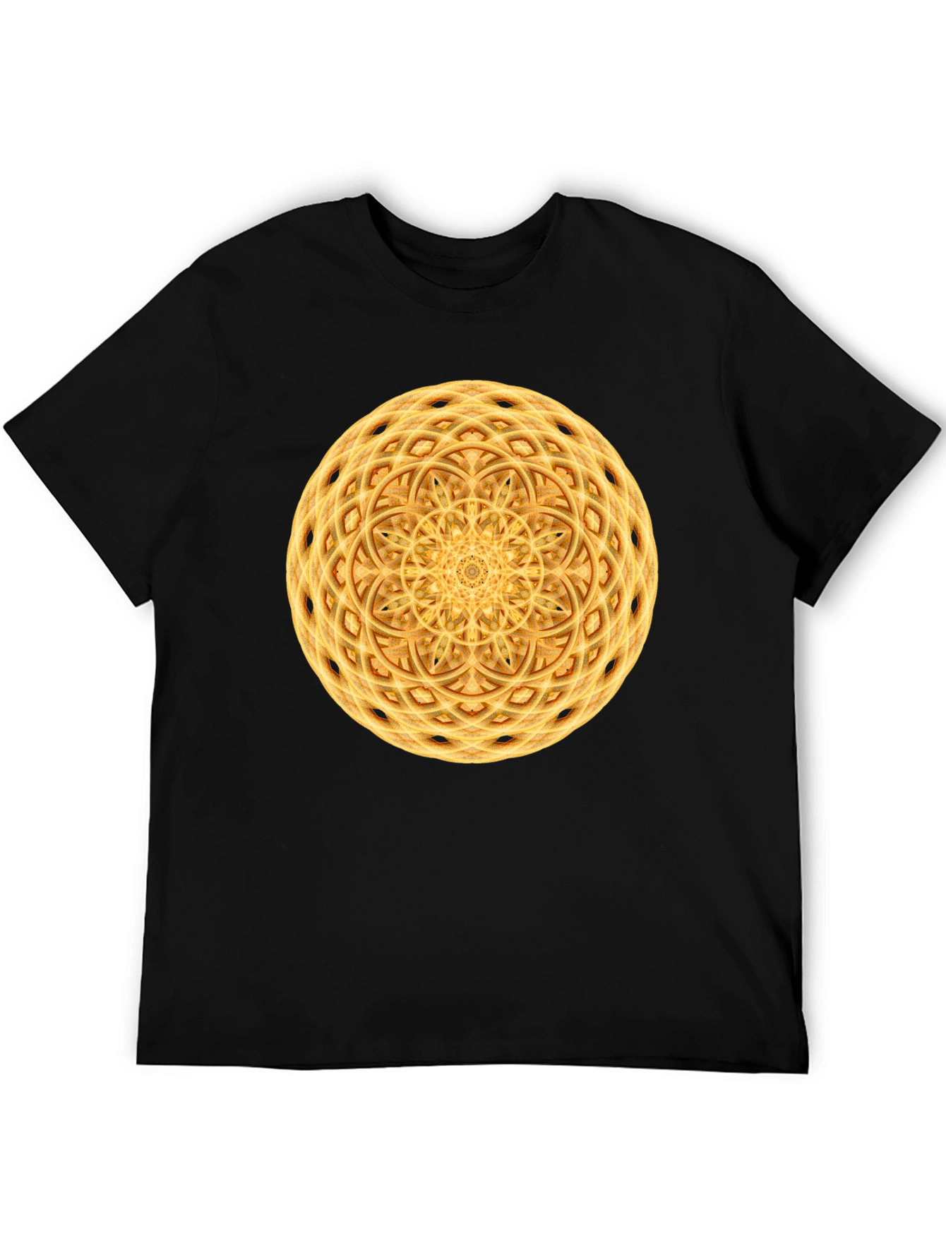 Geometric Mandala Graphic Print Black T-Shirt