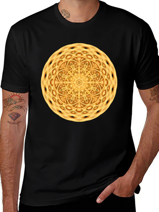 Geometric Mandala Graphic Print Black T-Shirt