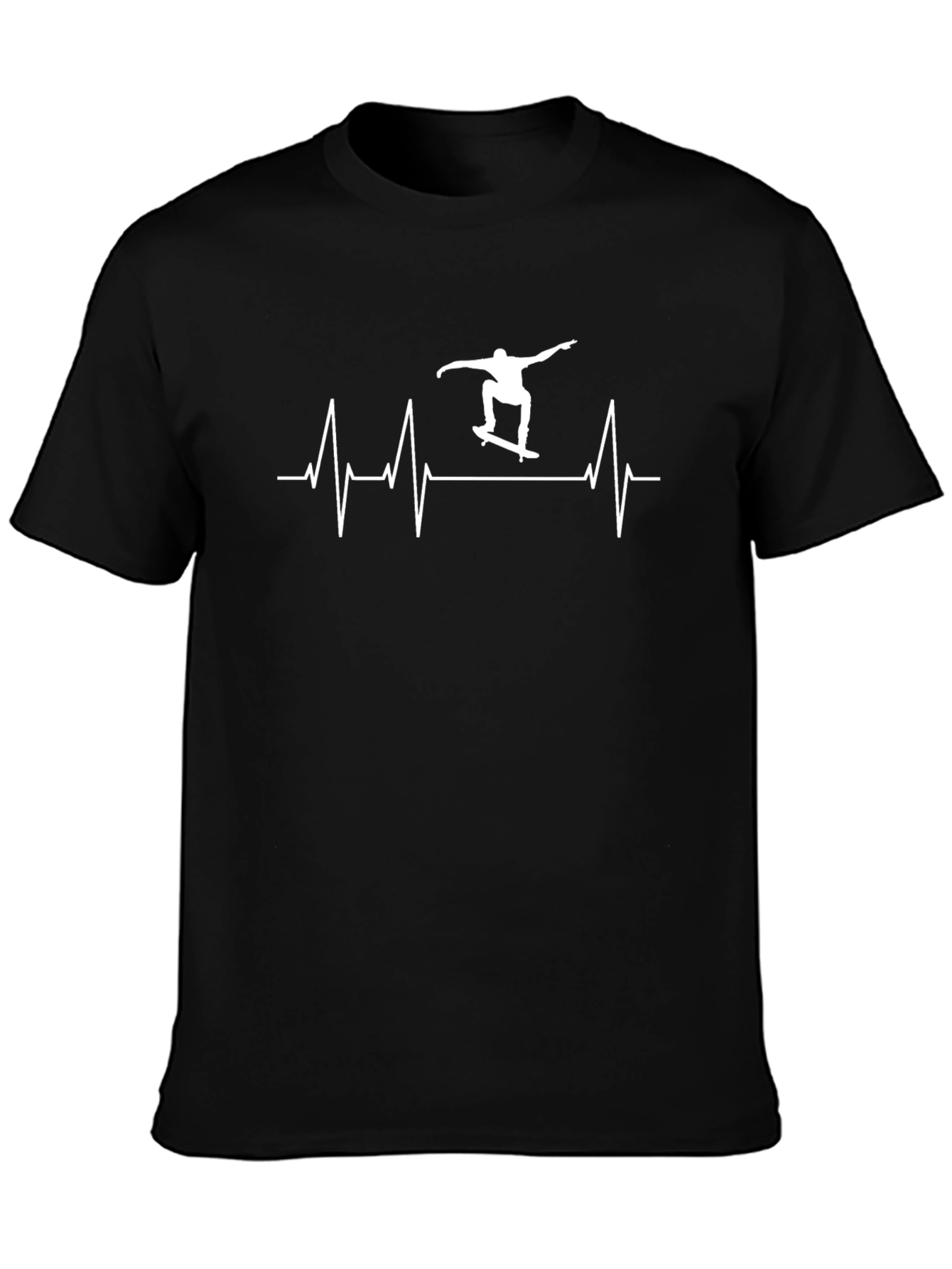 Skateboarding Heartbeat T-Shirt - Black Cotton Tee