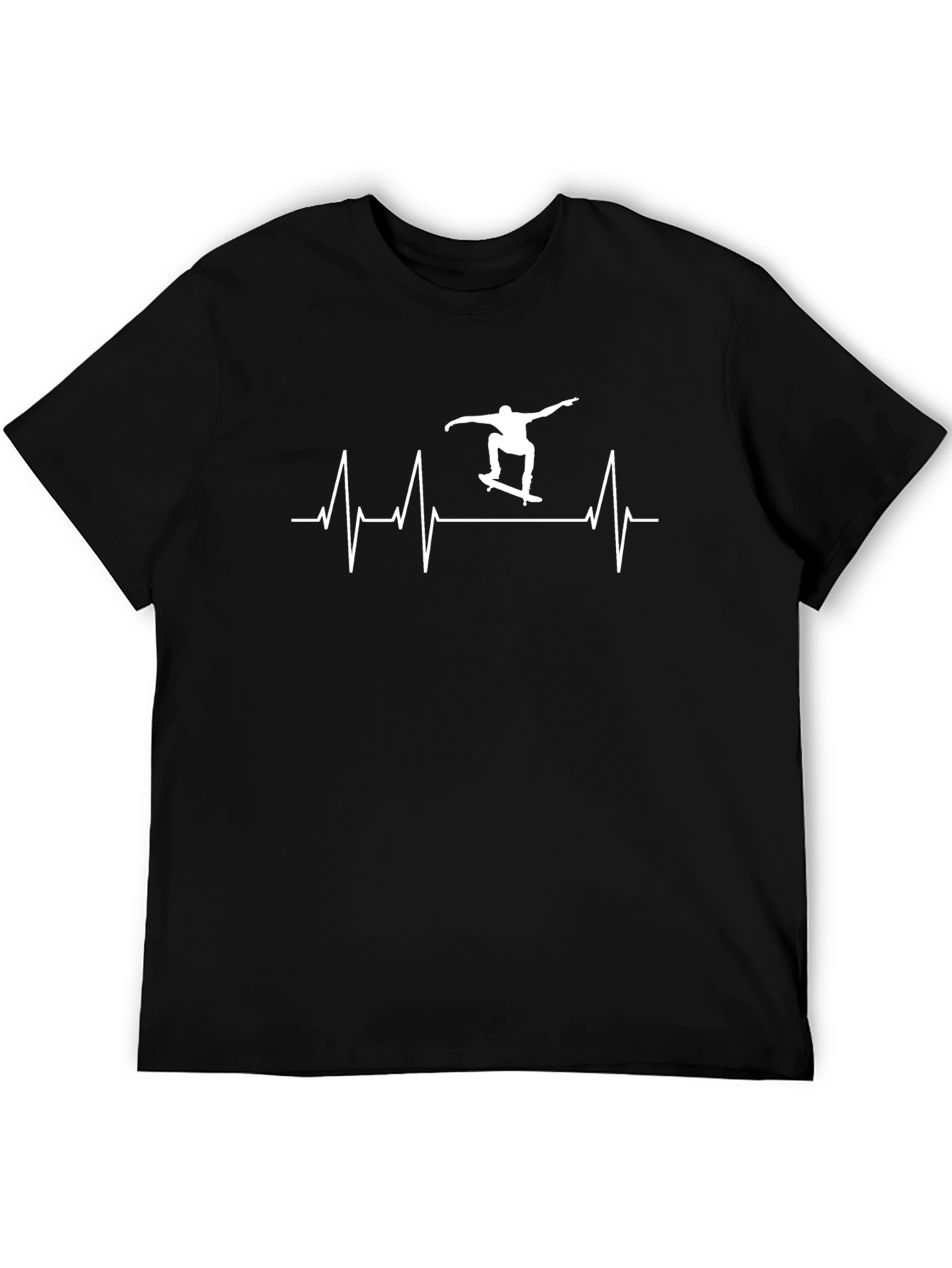 Skateboarding Heartbeat T-Shirt - Black Cotton Tee