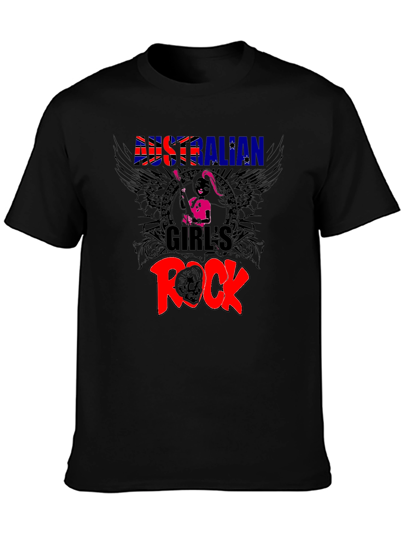 Australian Girls Rock Black T-Shirt