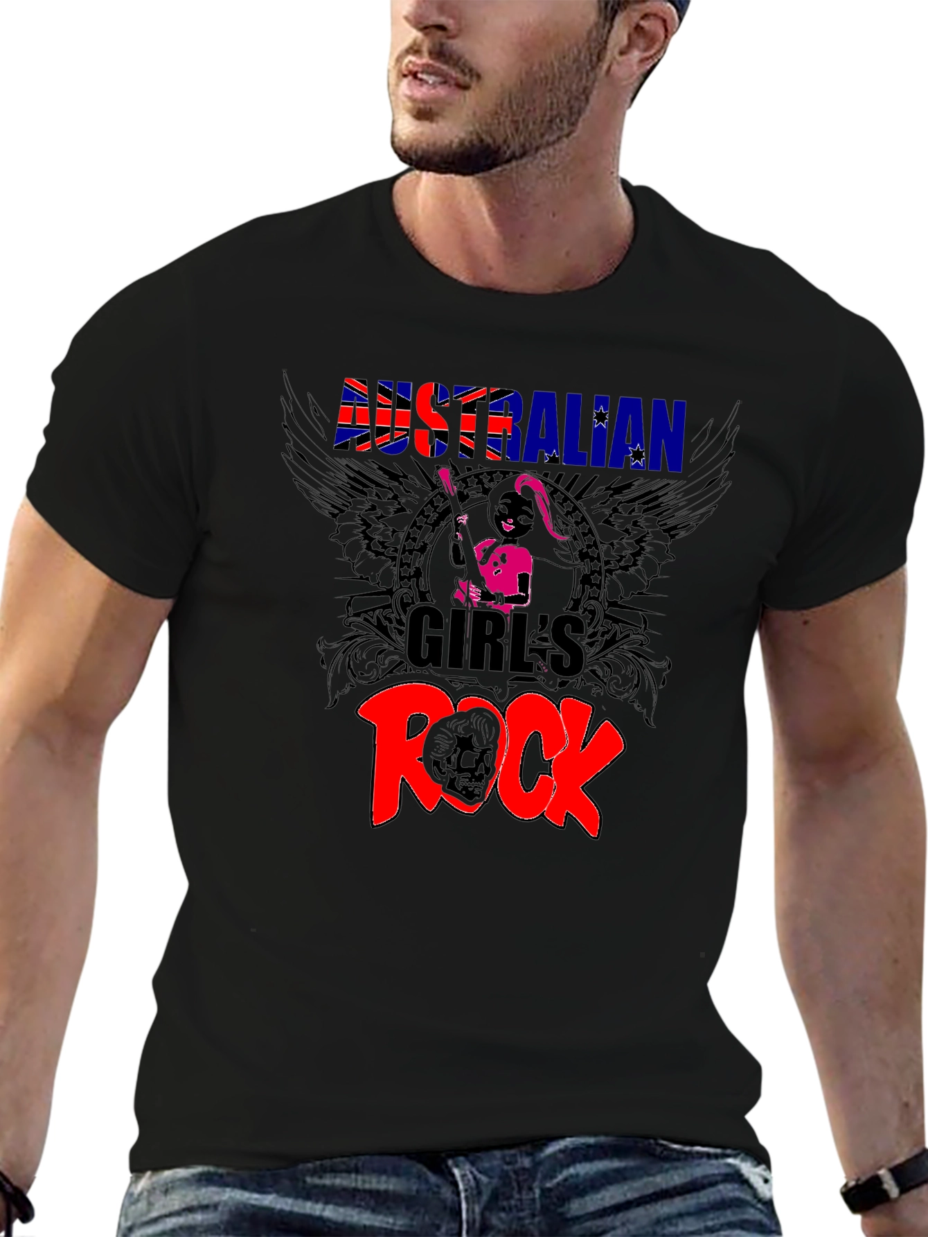 Australian Girls Rock Black T-Shirt