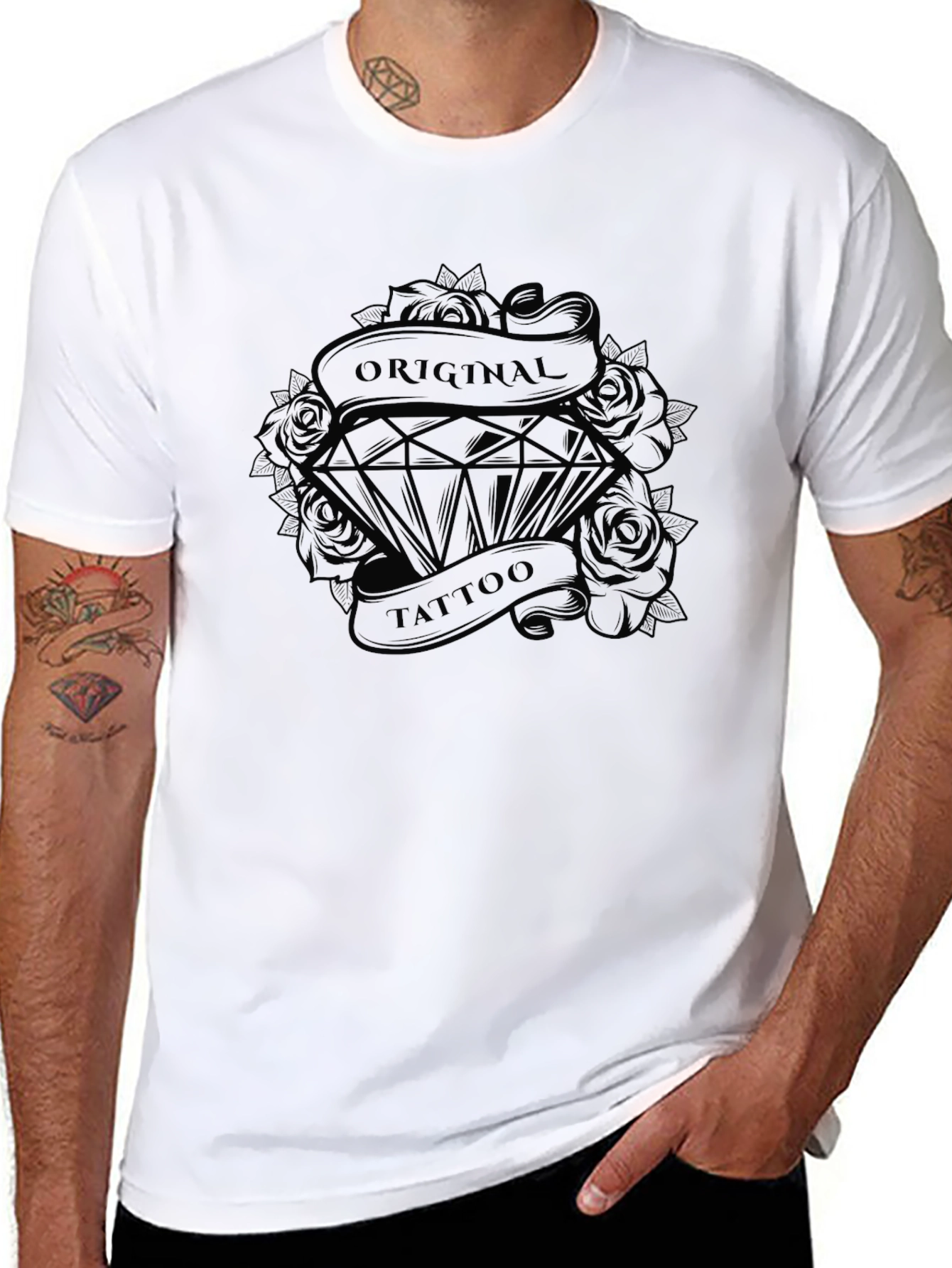 Original Tattoo Diamond Graphic Black T-Shirt