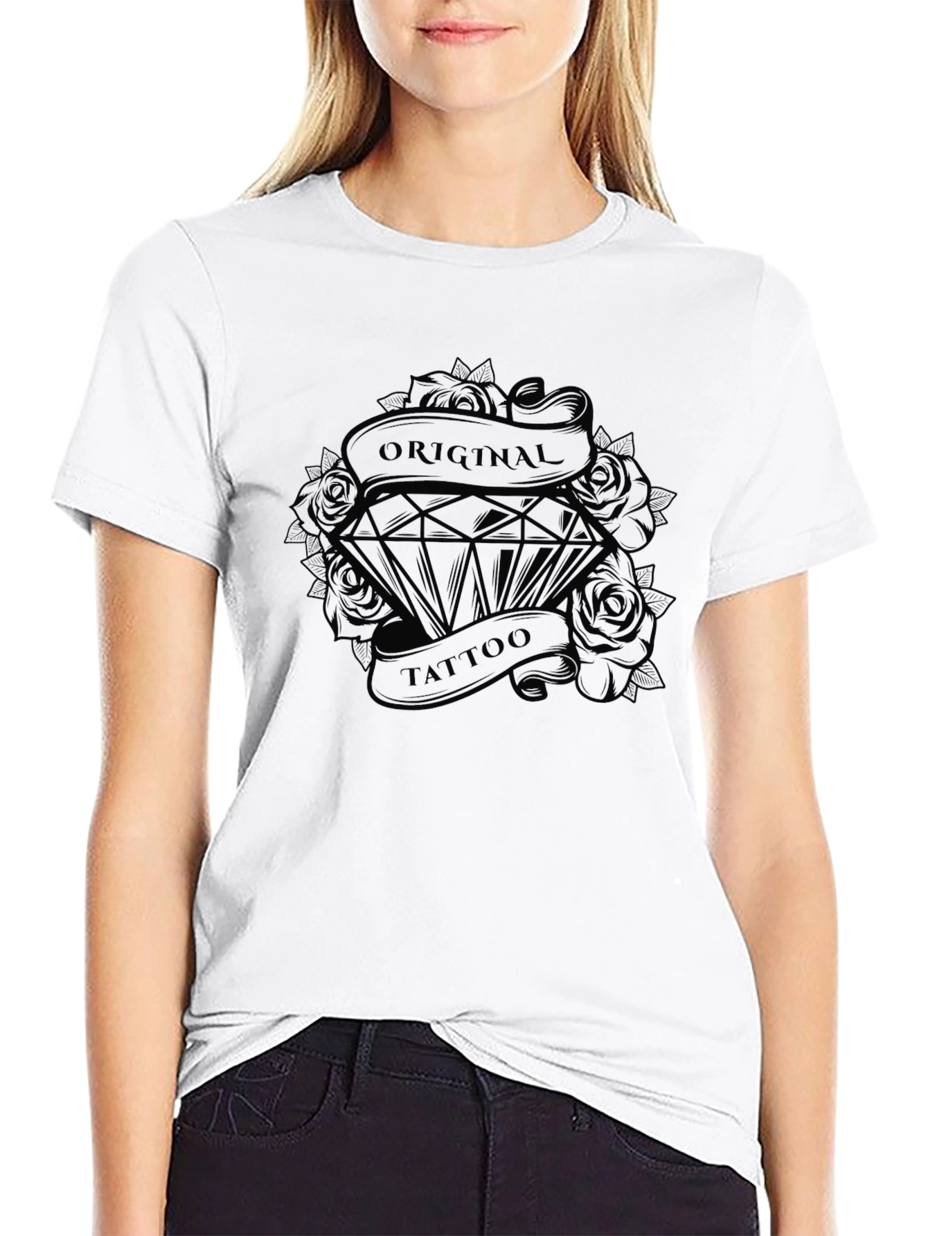 Original Tattoo Diamond Graphic Black T-Shirt
