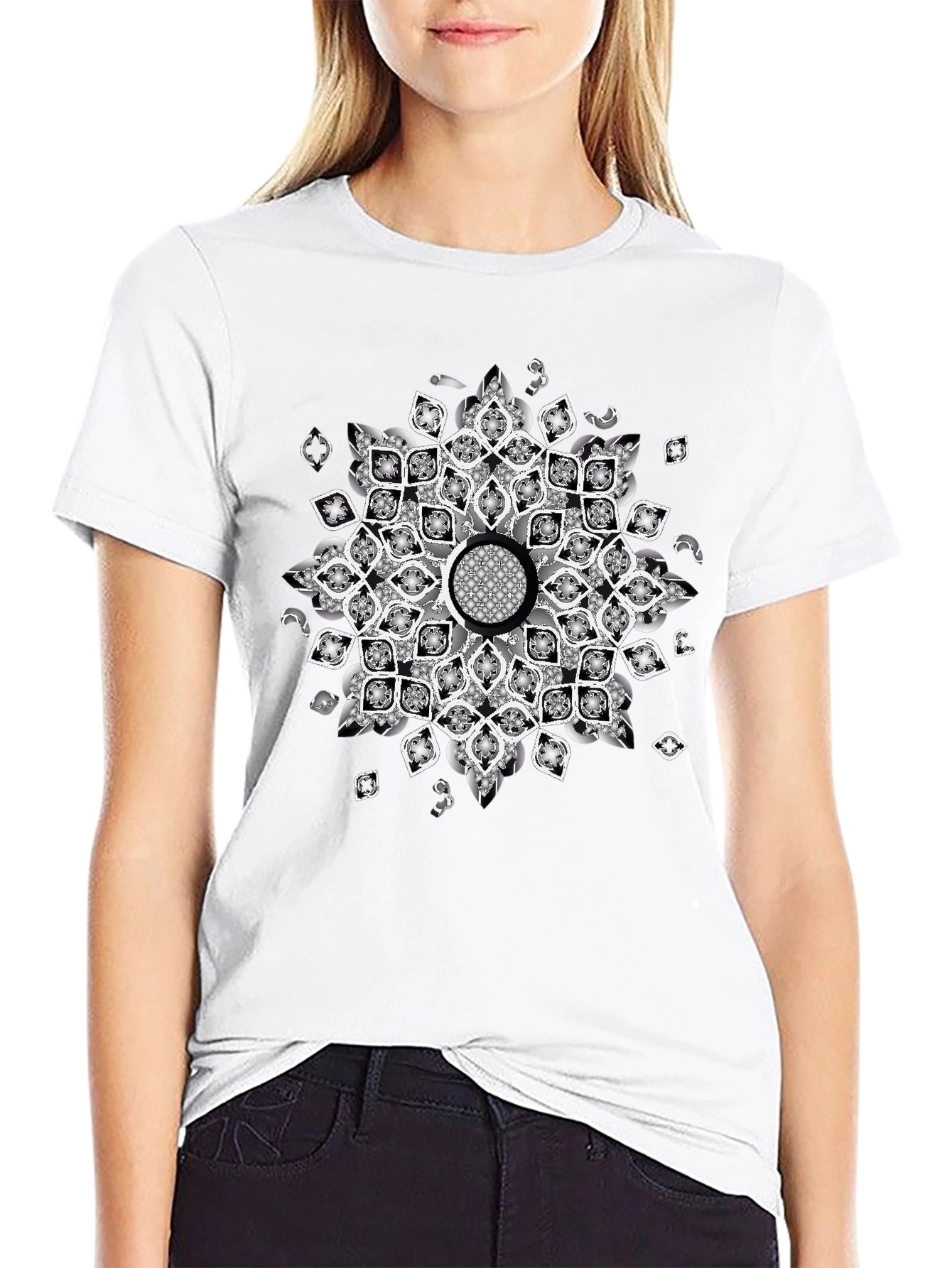 Black Tee with Mandala Design