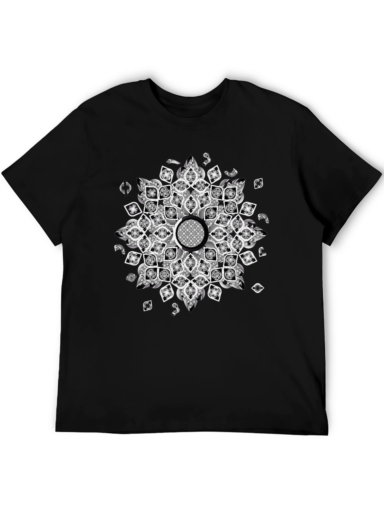 Black Tee with Mandala Design