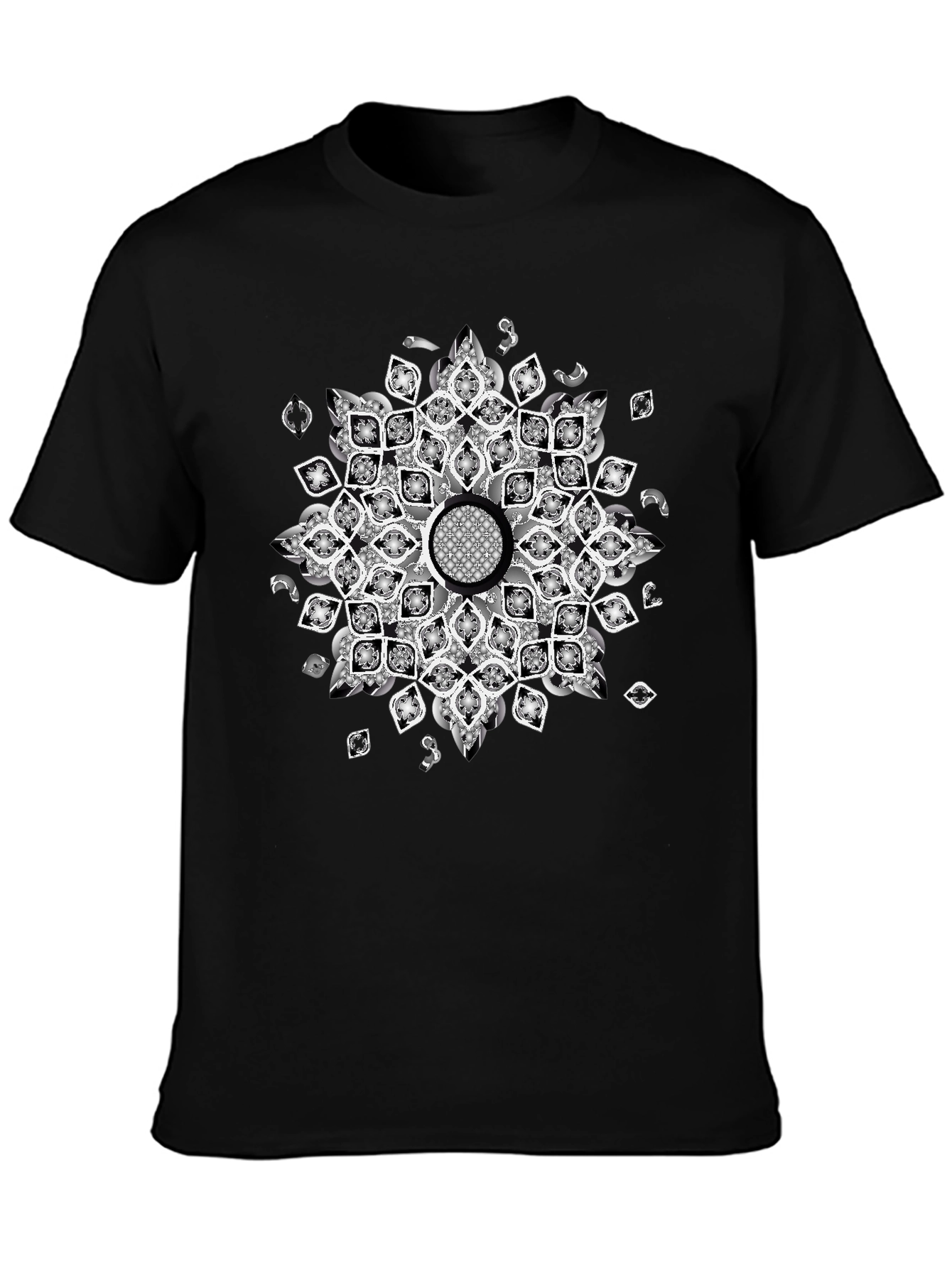 Black Tee with Mandala Design