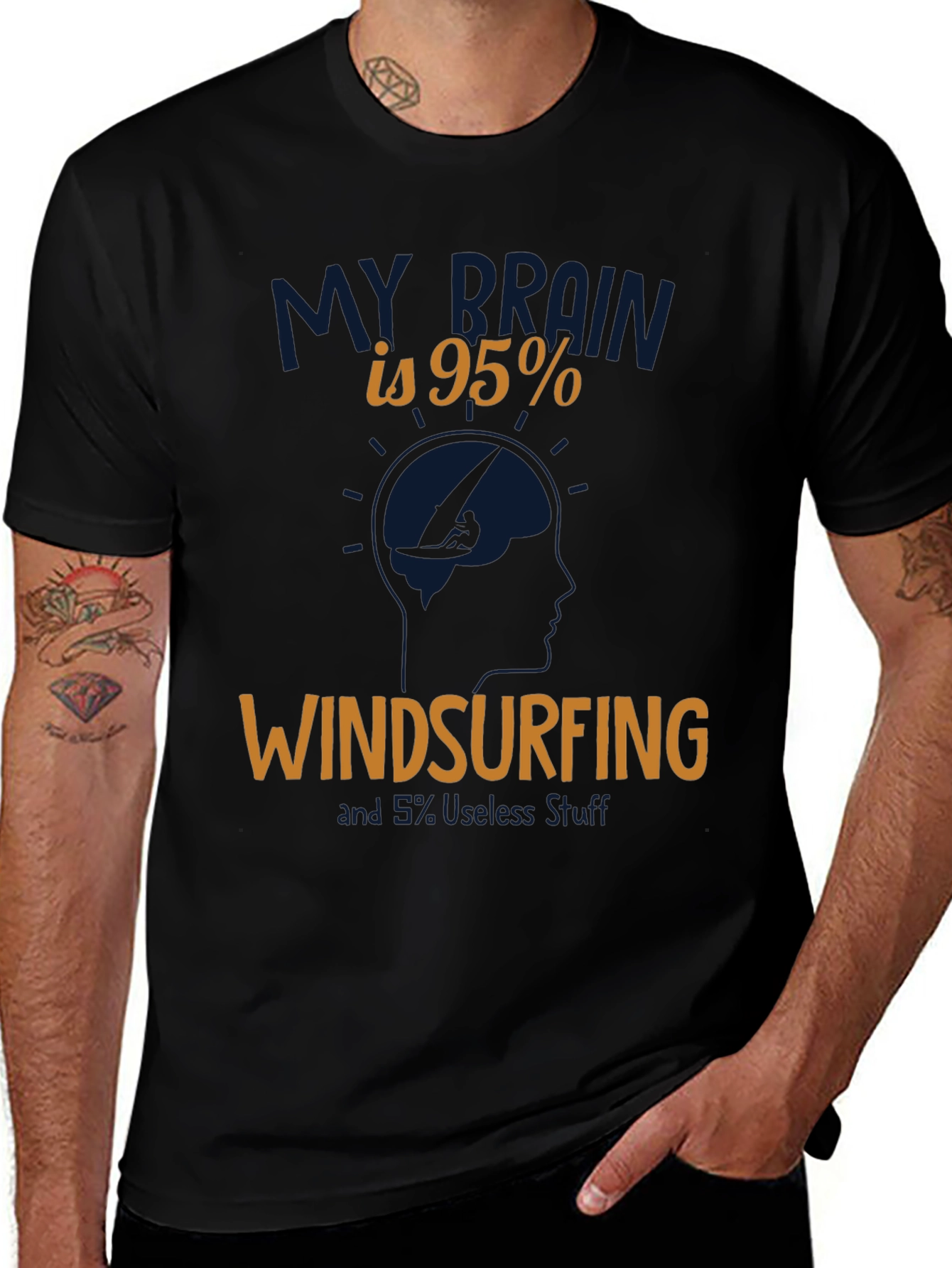 Windsurfing Brain T-Shirt - Novelty Graphic Tee