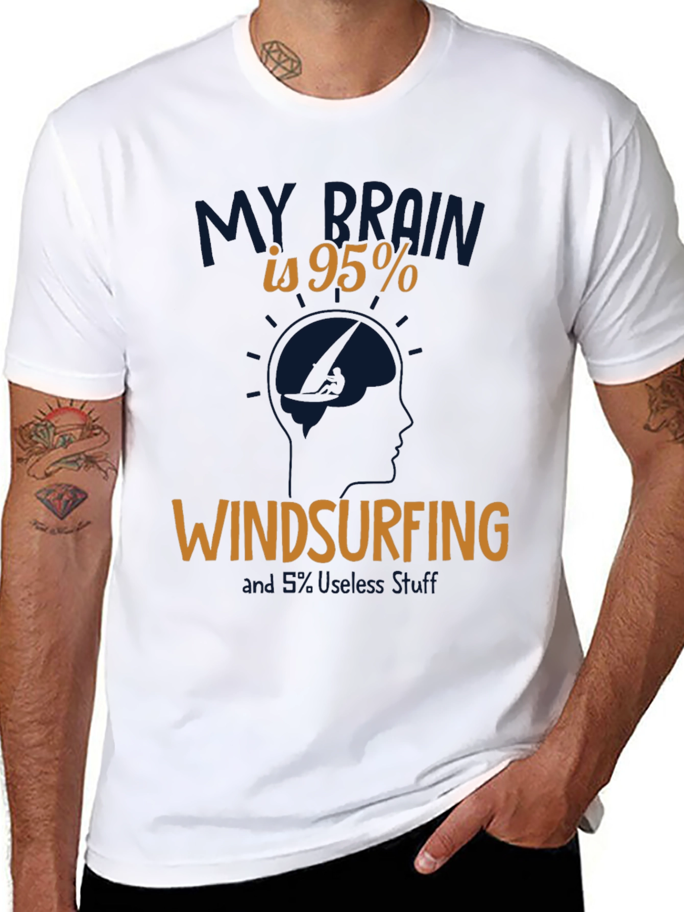 Windsurfing Brain T-Shirt - Novelty Graphic Tee