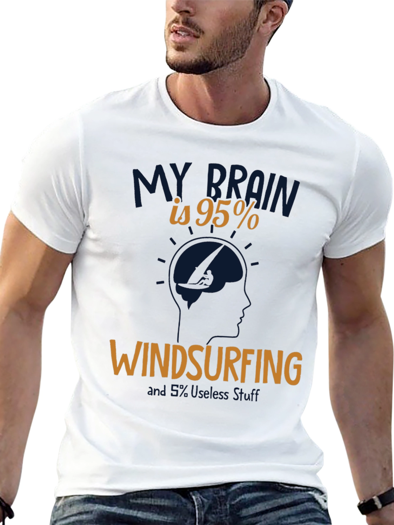 Windsurfing Brain T-Shirt - Novelty Graphic Tee