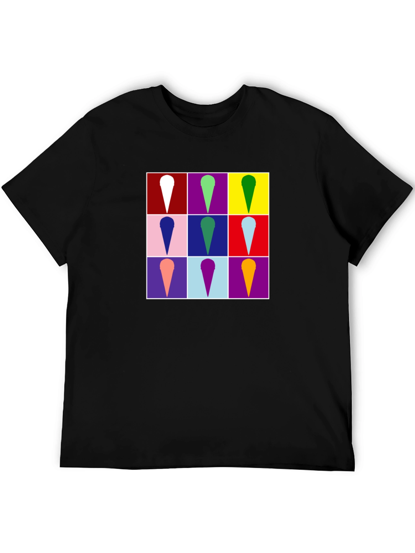 Retro Ice Cream Pop Art Black T-Shirt