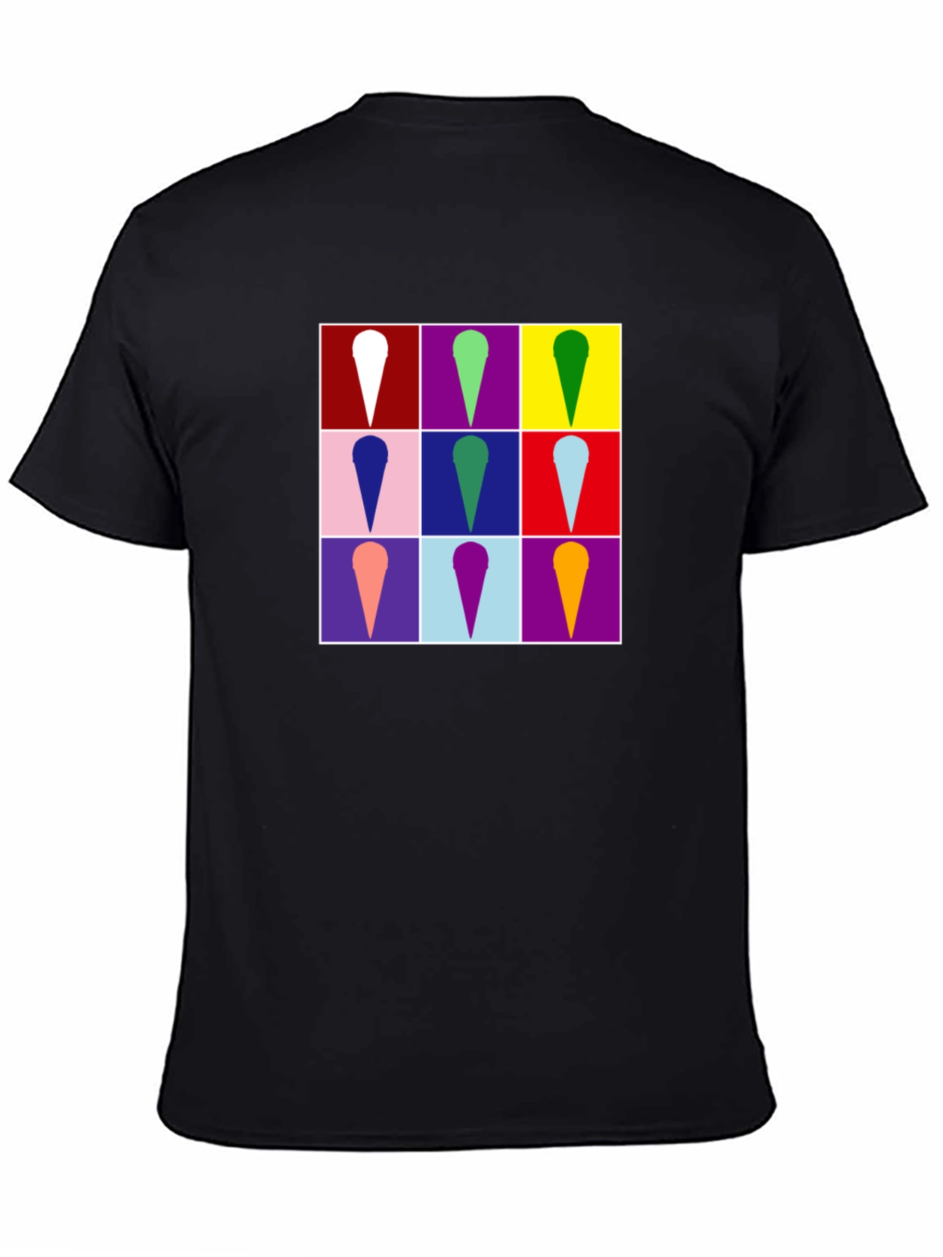 Retro Ice Cream Pop Art Black T-Shirt