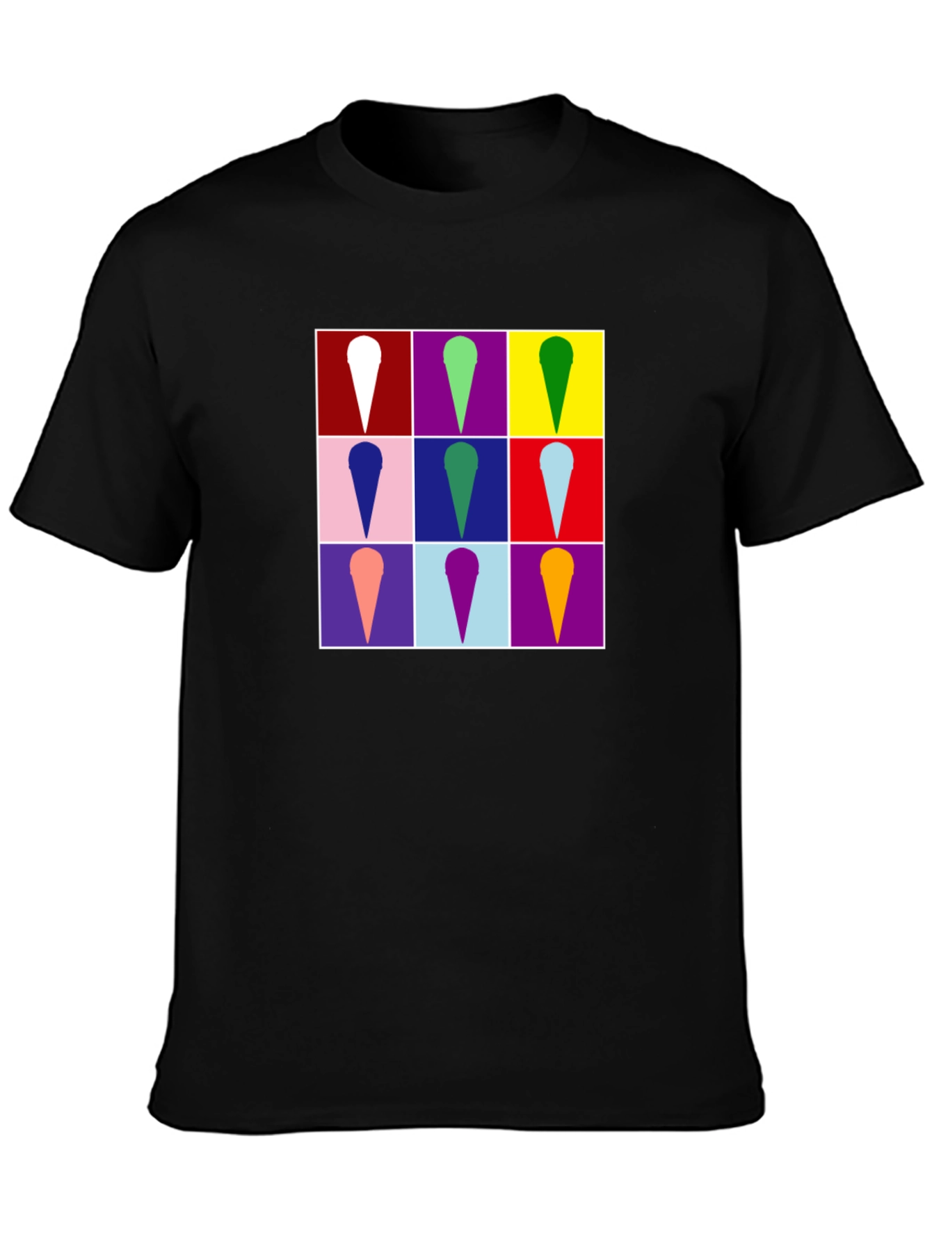 Retro Ice Cream Pop Art Black T-Shirt