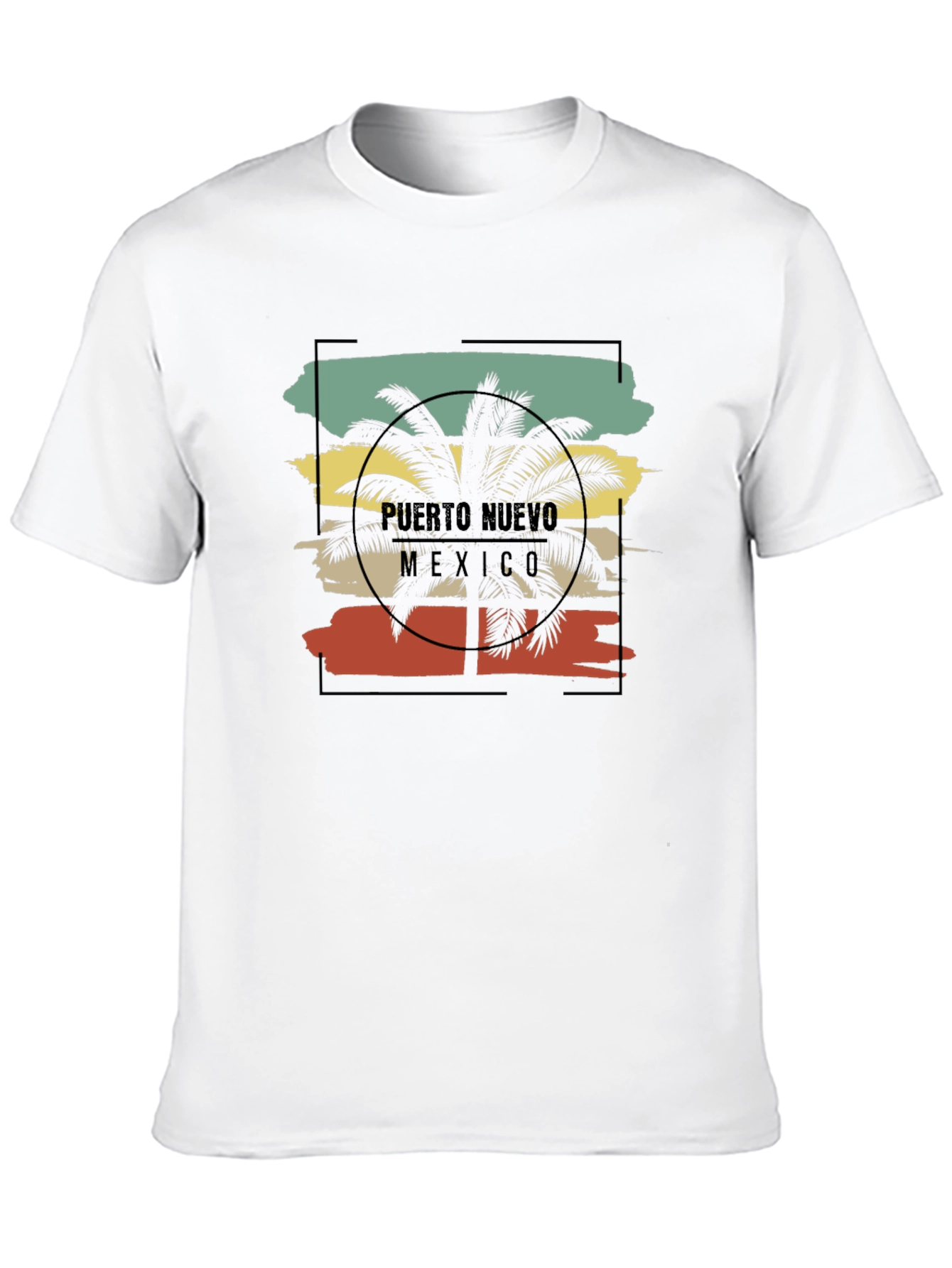 Puerto Nuevo Mexico Palm Tree Graphic T-Shirt