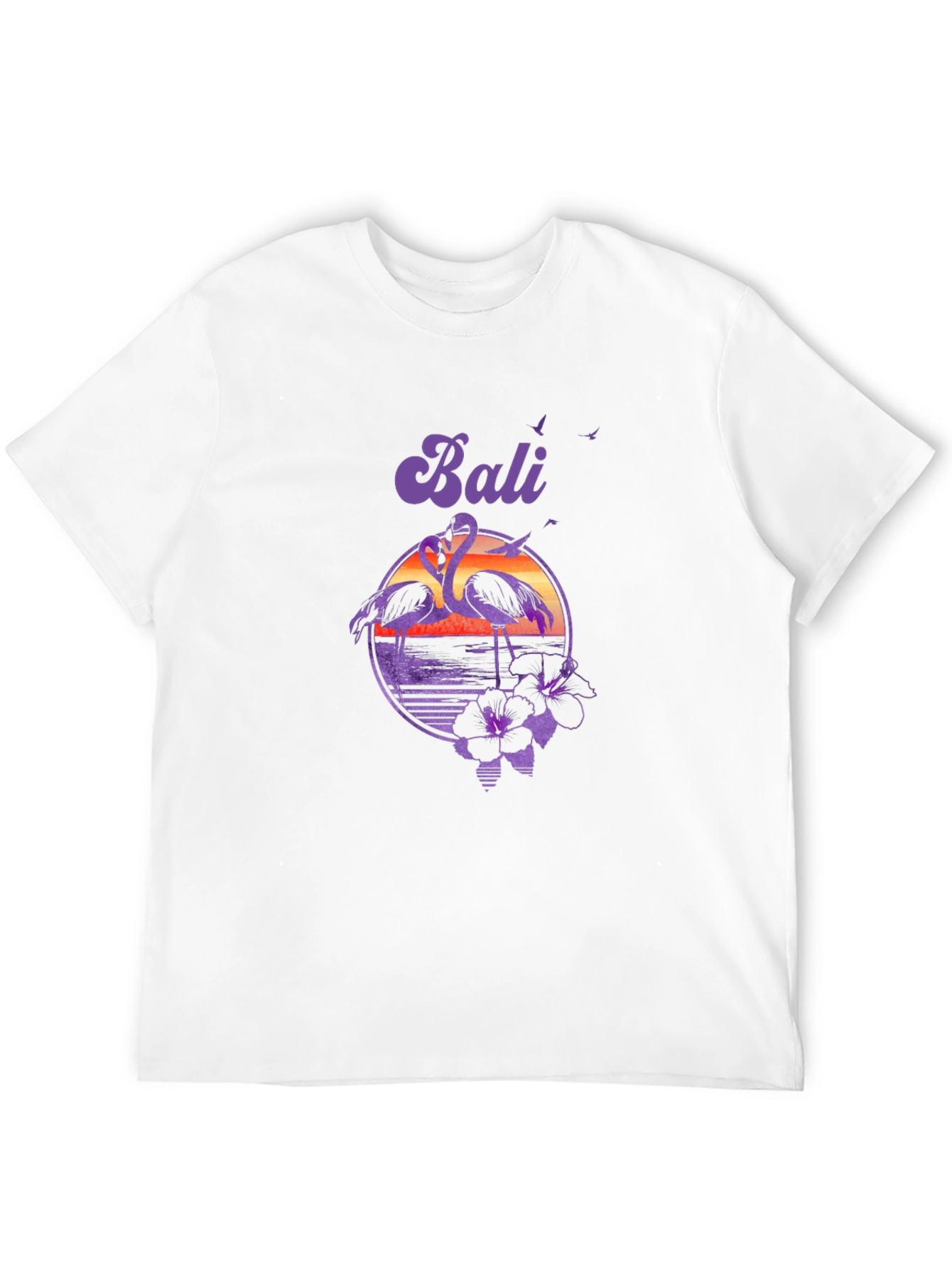 Bali Flamingo Sunset Graphic Tee - Tropical Island Style