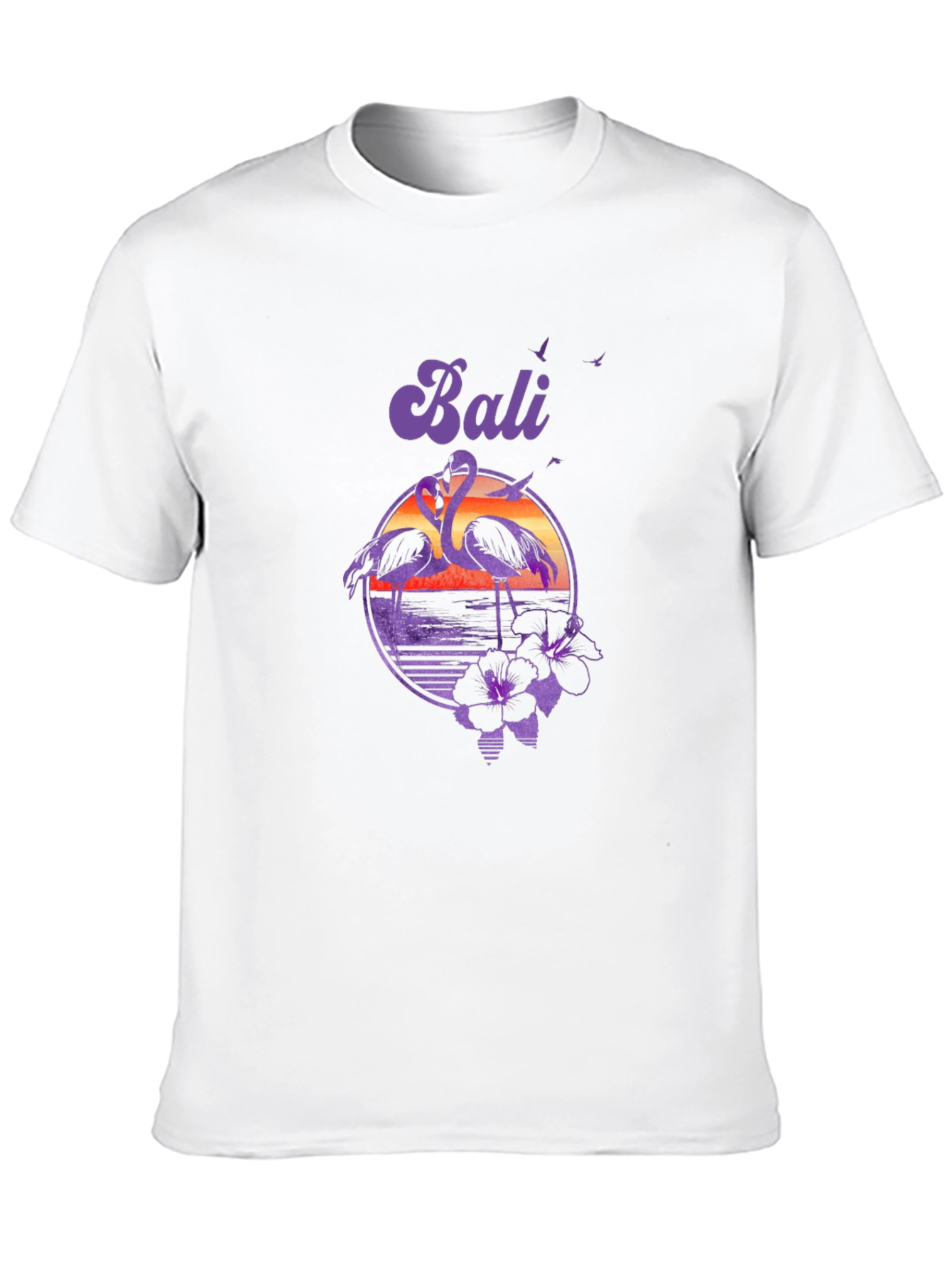 Bali Flamingo Sunset Graphic Tee - Tropical Island Style