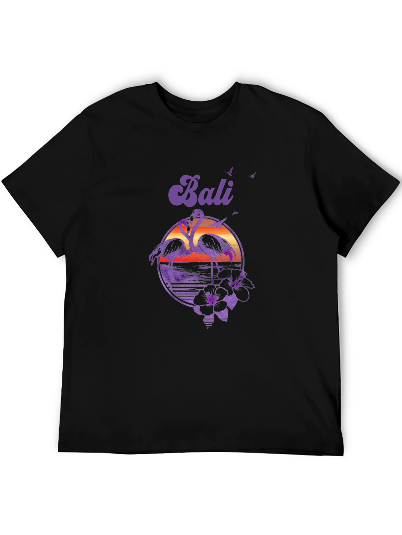 Bali Flamingo Sunset Graphic Tee - Tropical Island Style
