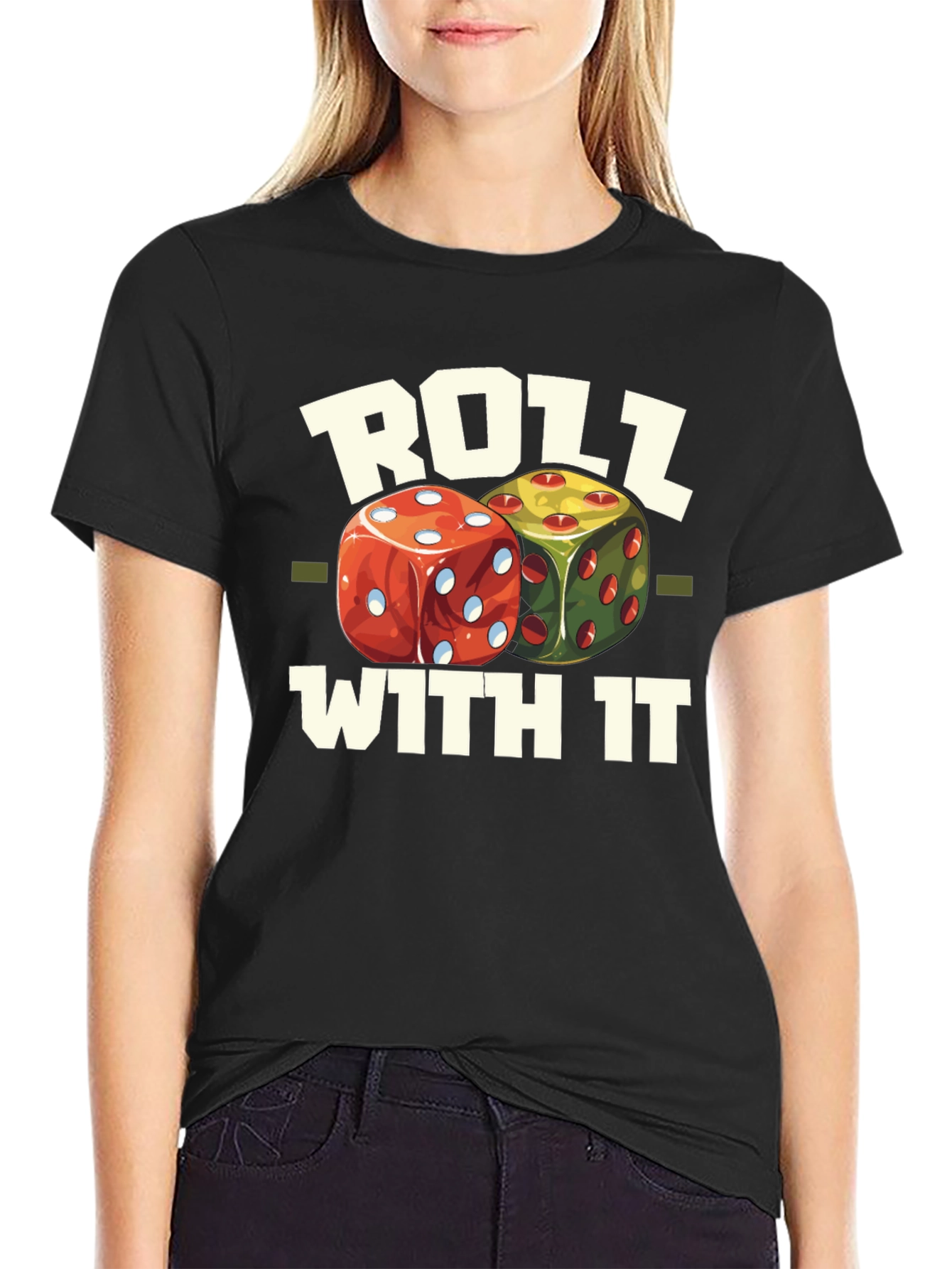 Roll With It Graphic Tee - Fun Dice Design