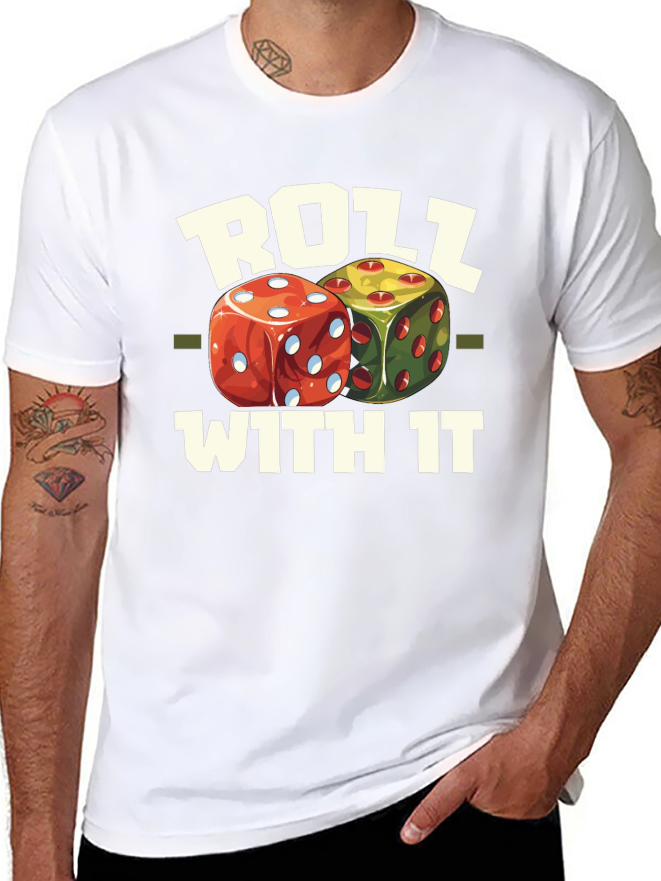 Roll With It Graphic Tee - Fun Dice Design