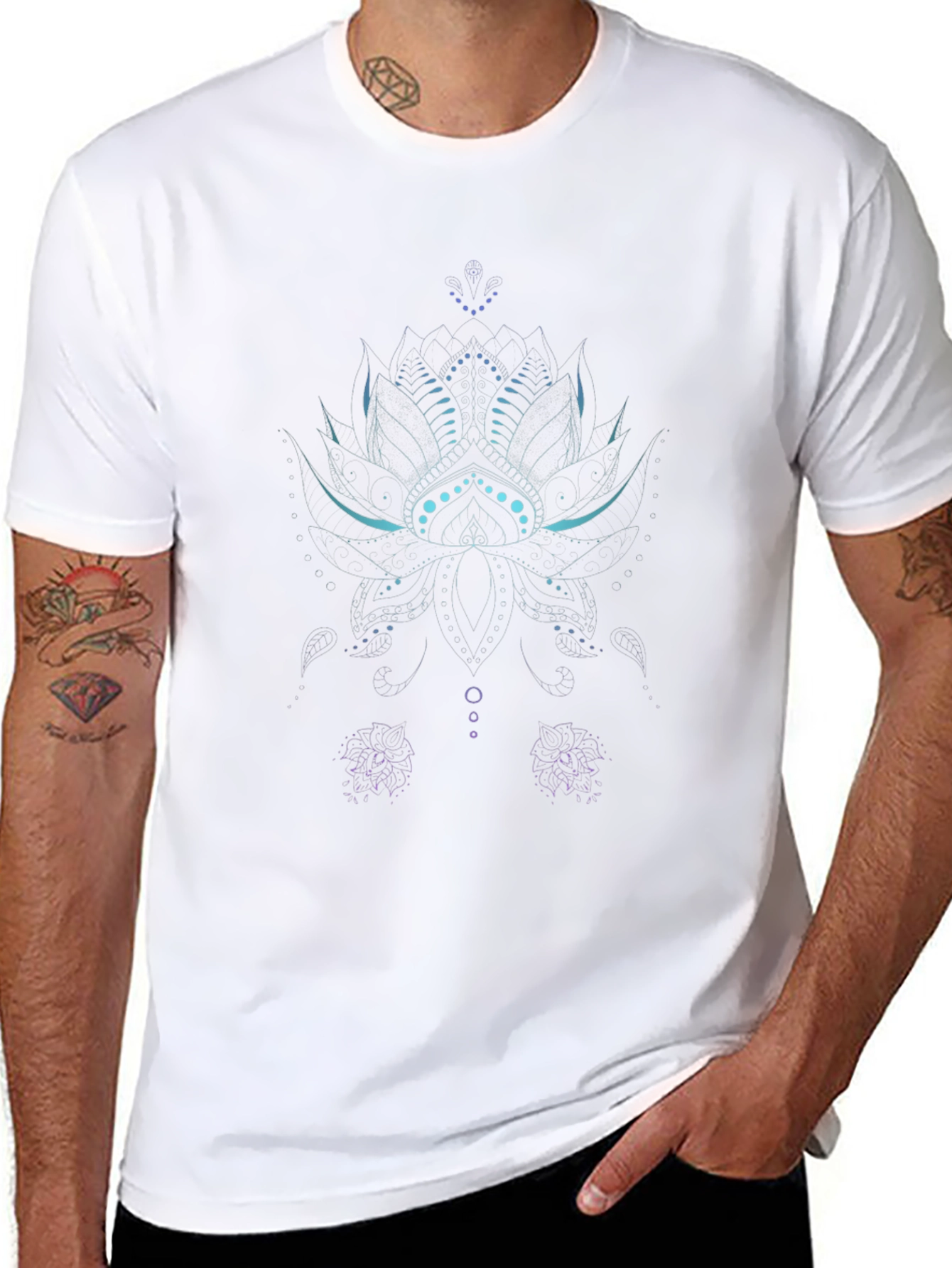 Lotus Graphic Print Black T-Shirt