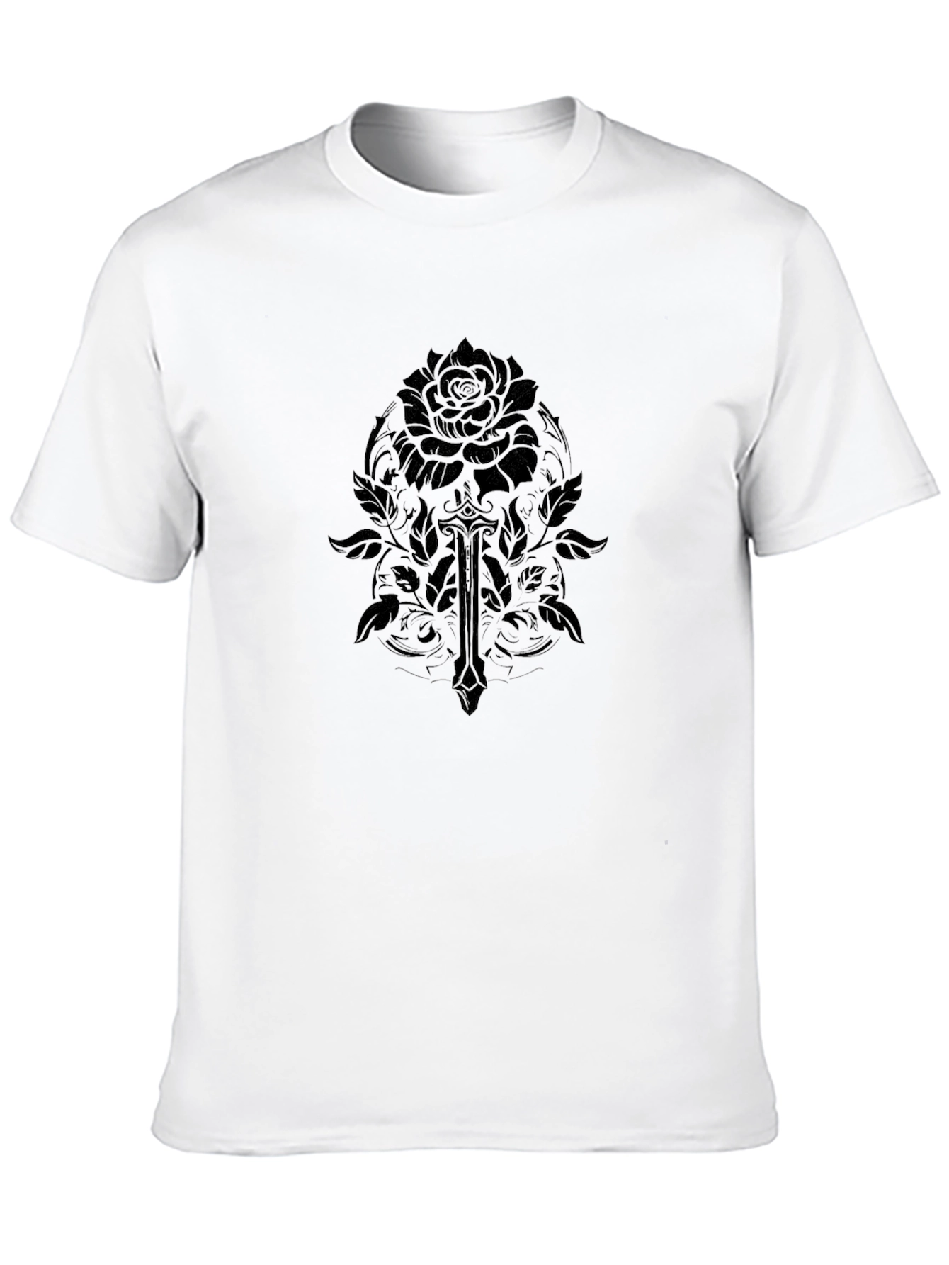 Rose & Sword Graphic Black T-Shirt