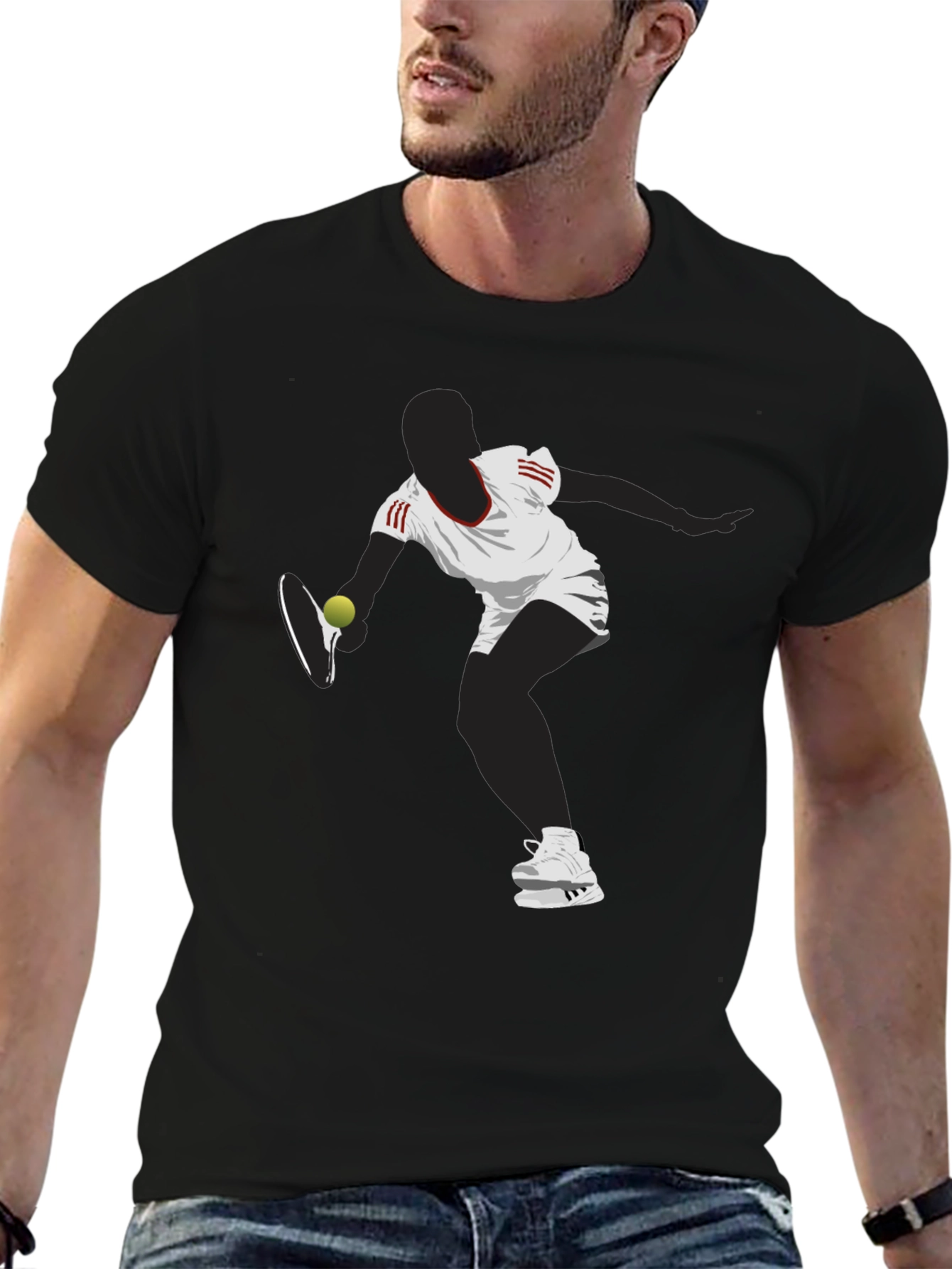 Tennis Player Graphic Tee - Black