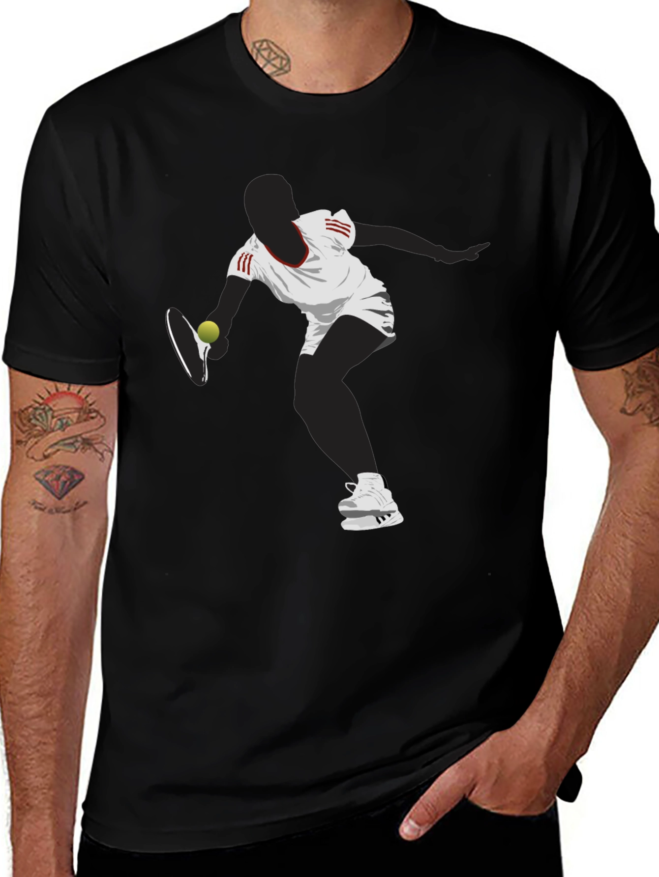 Tennis Player Graphic Tee - Black
