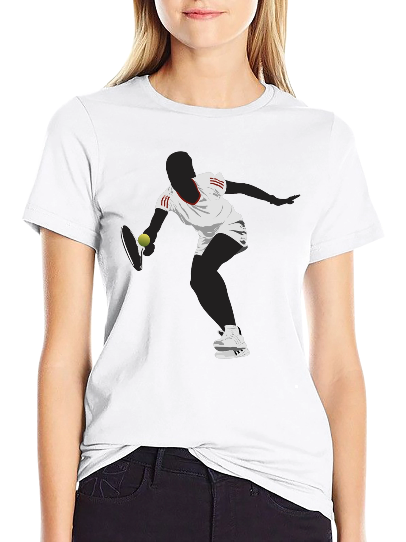 Tennis Player Graphic Tee - Black
