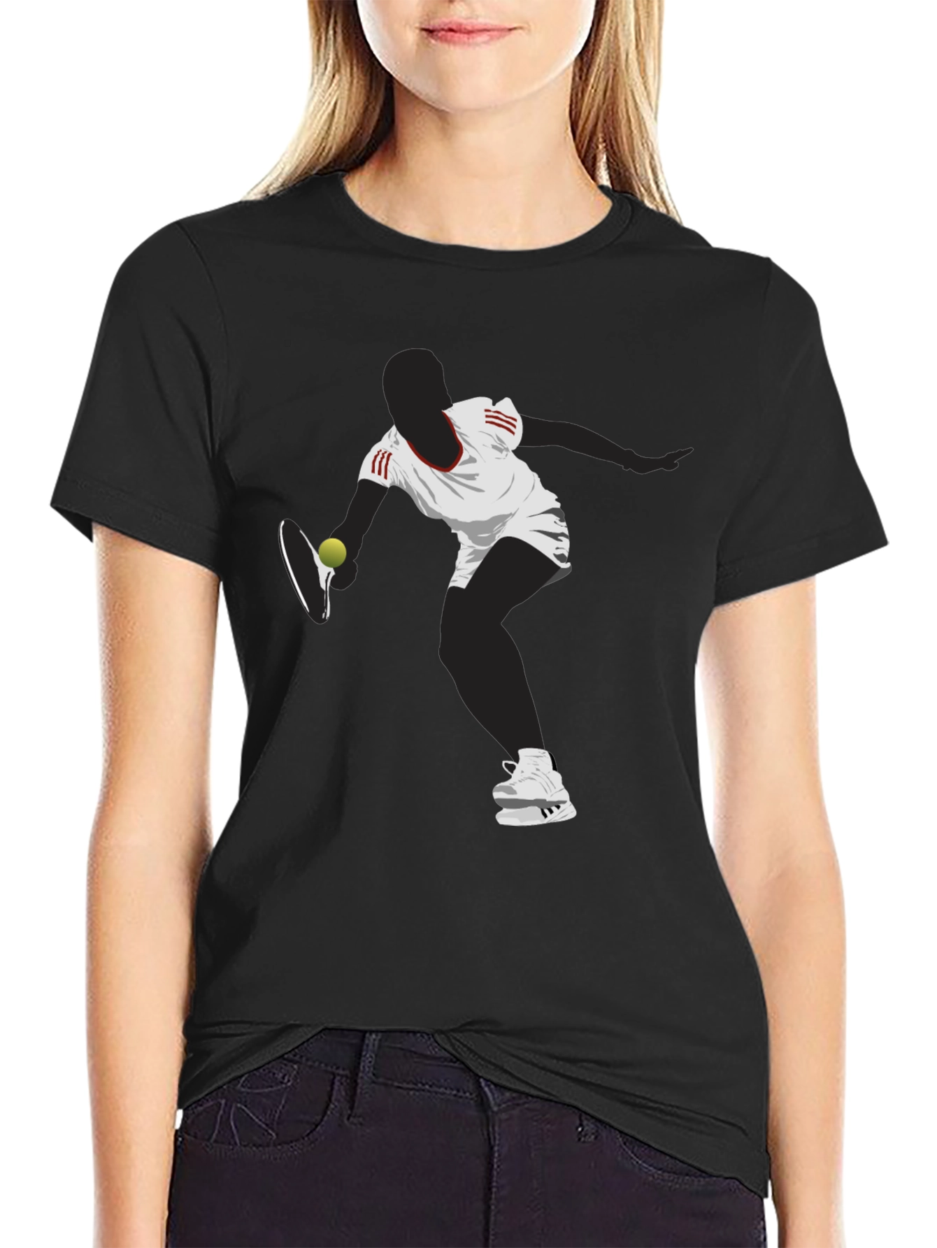 Tennis Player Graphic Tee - Black