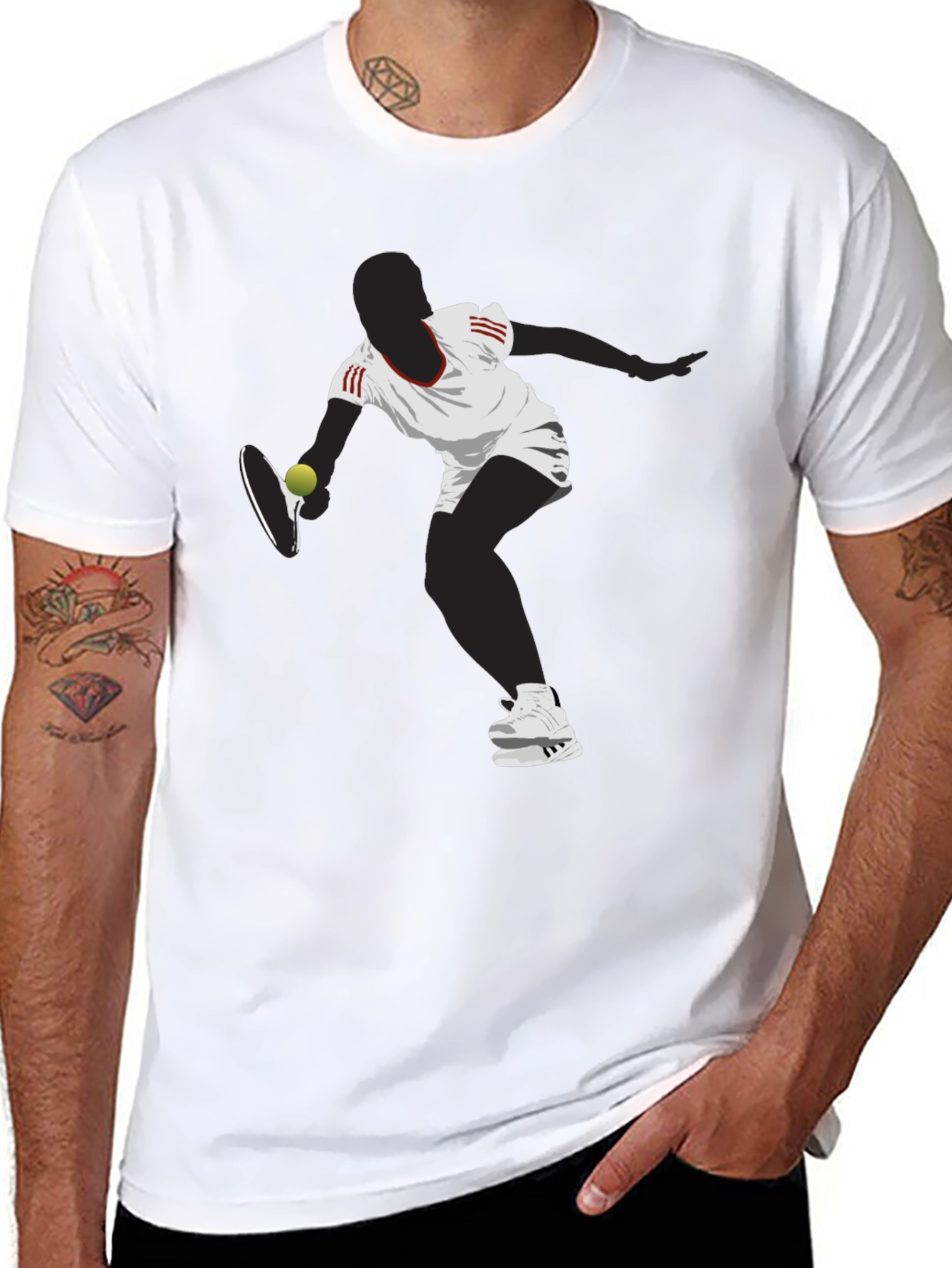 Tennis Player Graphic Tee - Black