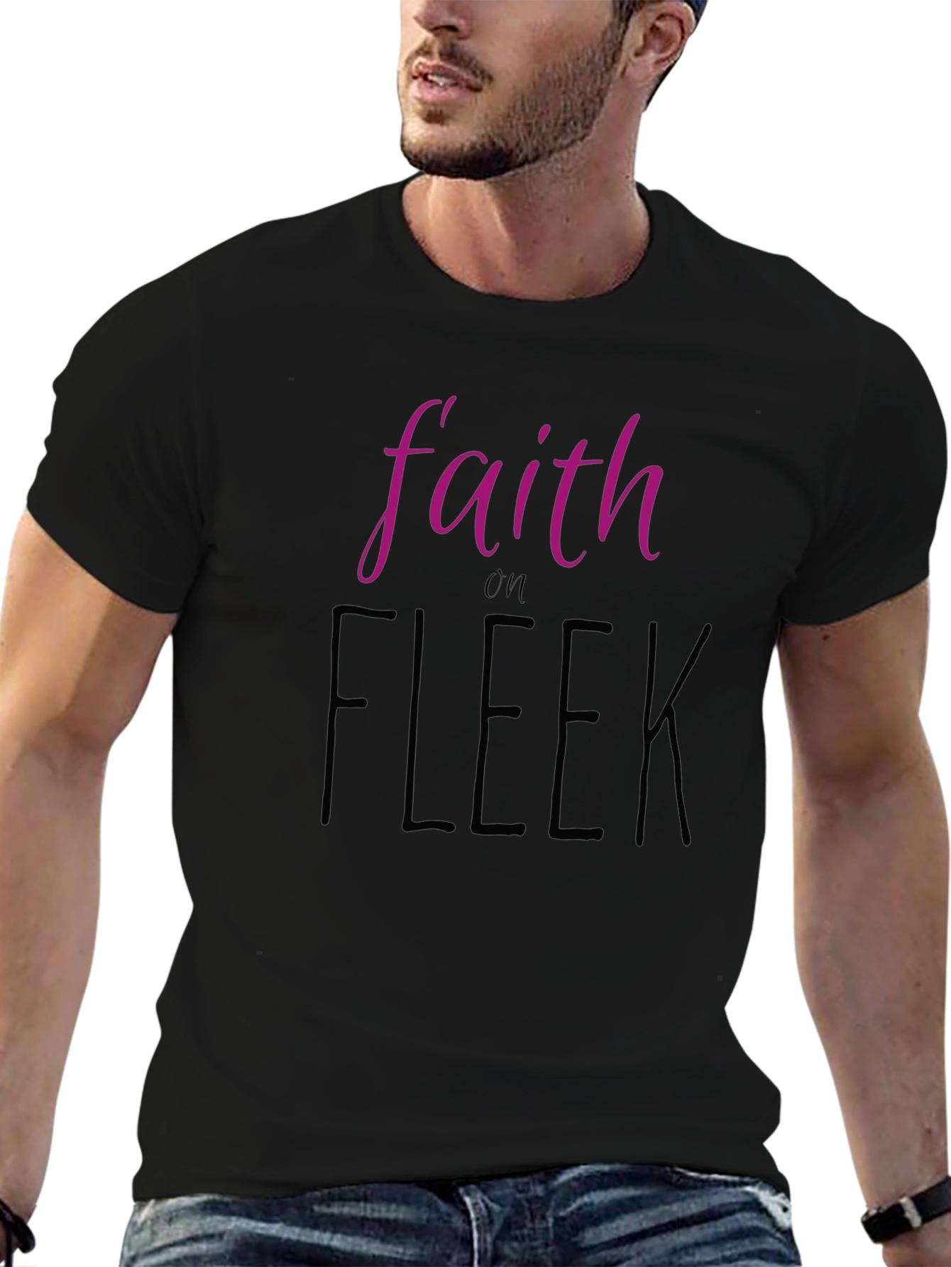 Faith on Fleek Graphic Print Black T-Shirt