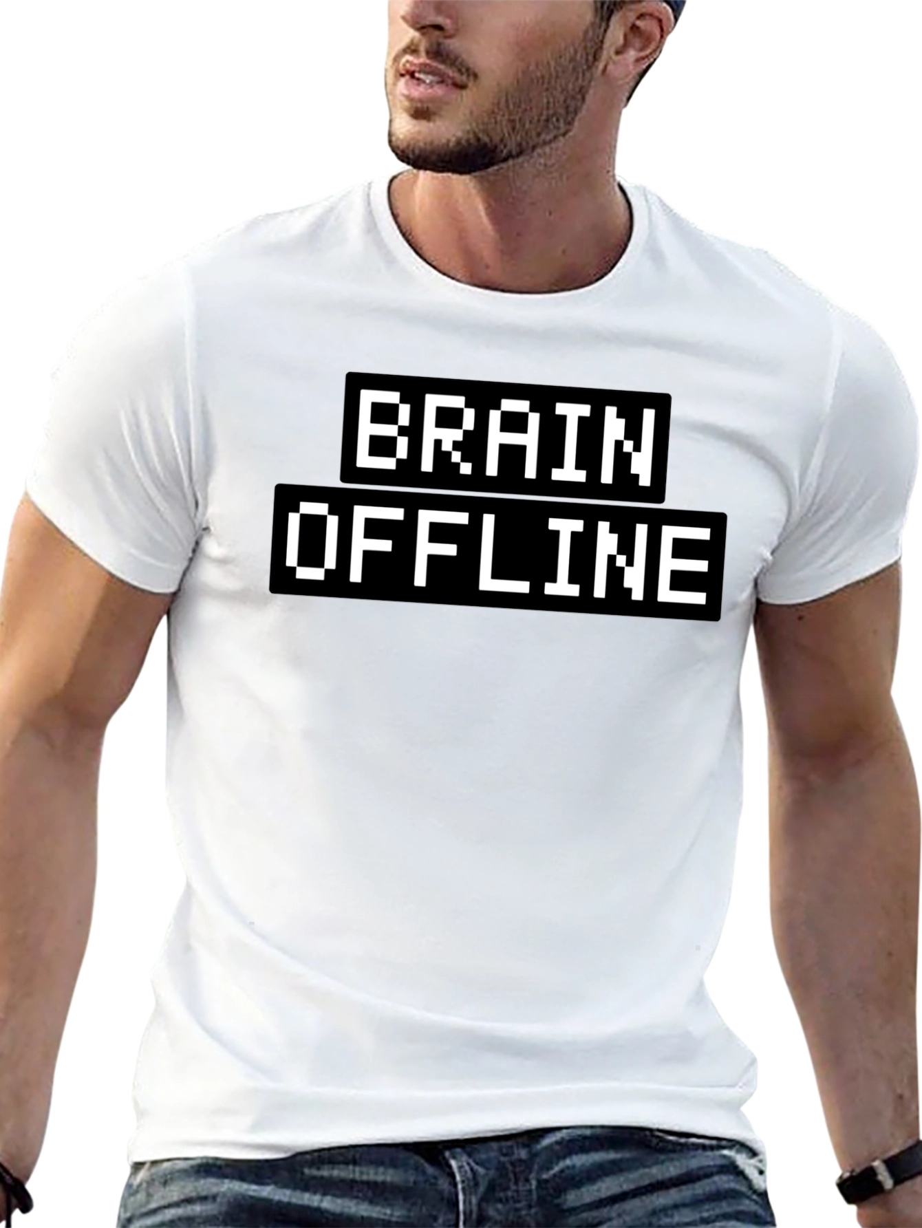 Brain Offline Pixel Tee - Gamer Humor T-Shirt