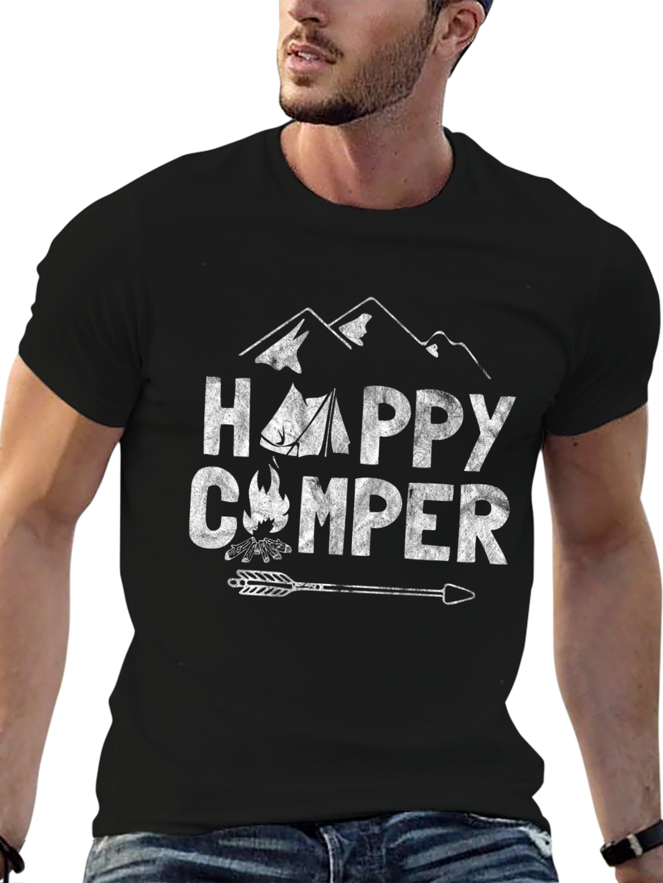 Happy Camper Graphic T-Shirt - Camping Adventure