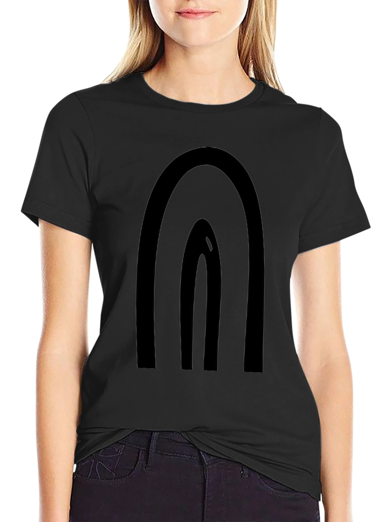 Minimalist Black Rainbow Graphic T-Shirt