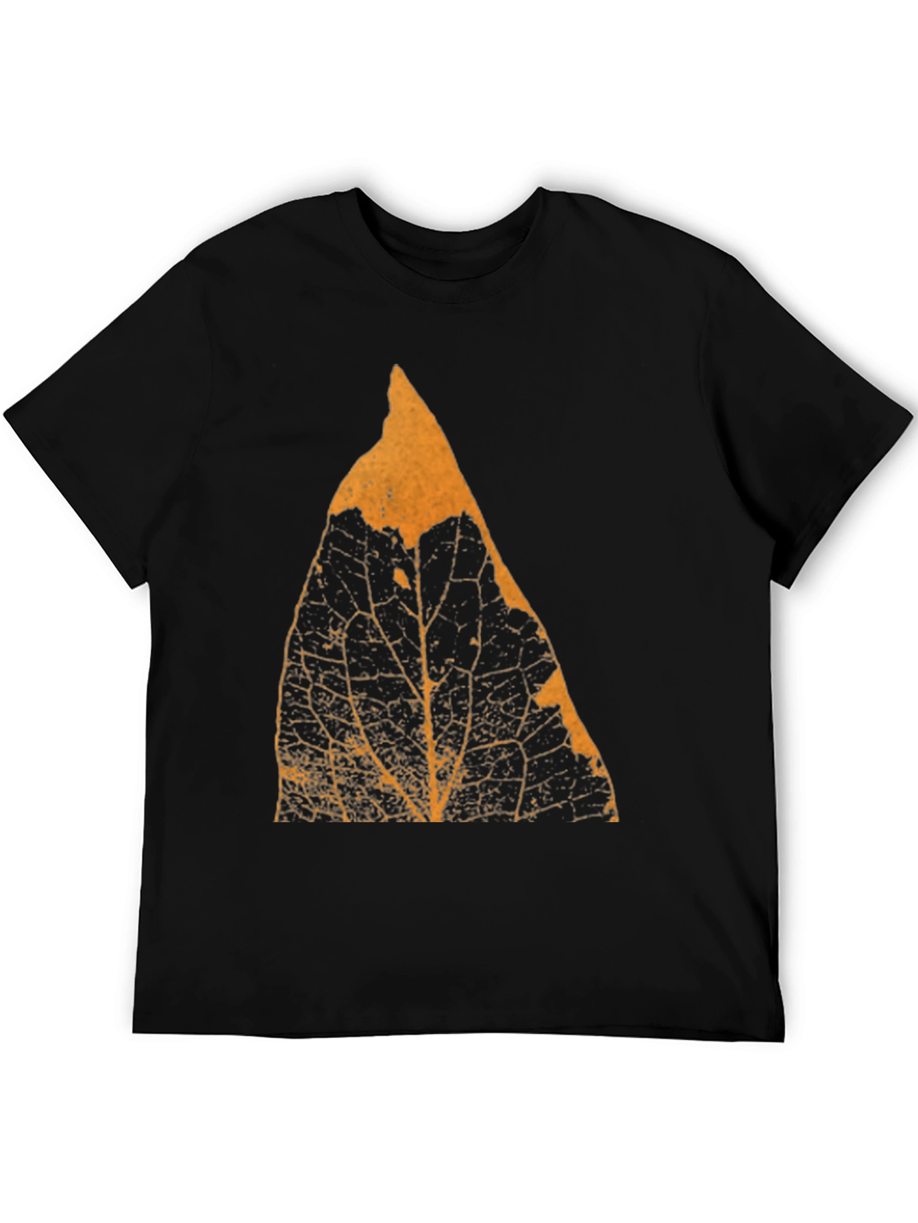 Botanical Leaf Print Mens Black T-Shirt