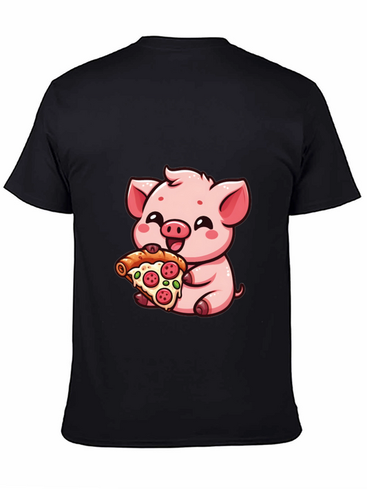 Cute Pig Pizza Lover T-Shirt - Black