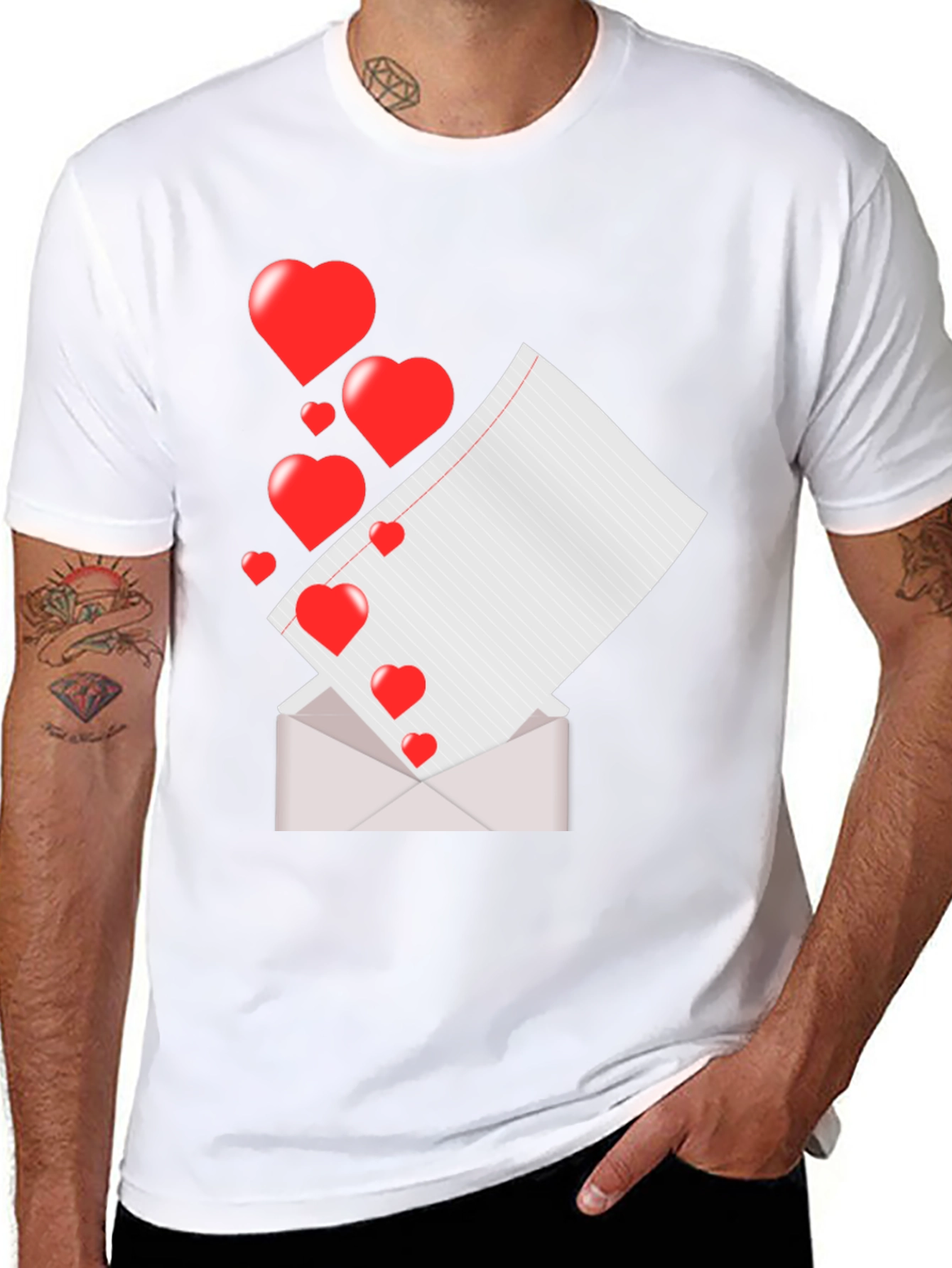 Heart Letter Graphic Tee - Valentines Day T-Shirt