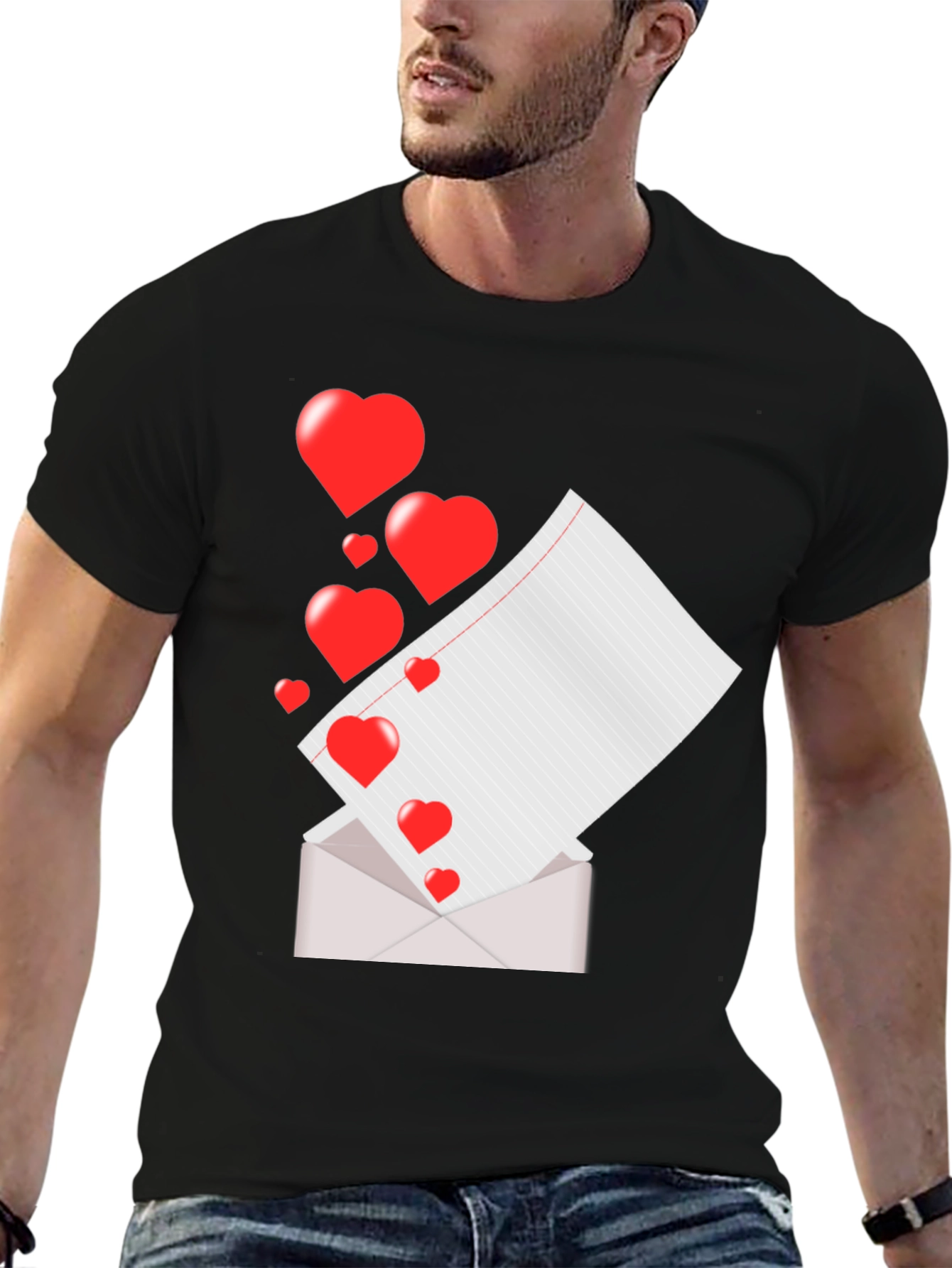 Heart Letter Graphic Tee - Valentines Day T-Shirt