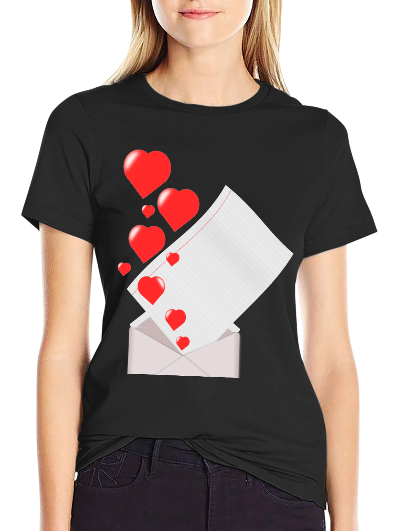 Heart Letter Graphic Tee - Valentines Day T-Shirt