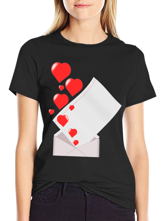 Heart Letter Graphic Tee - Valentines Day T-Shirt